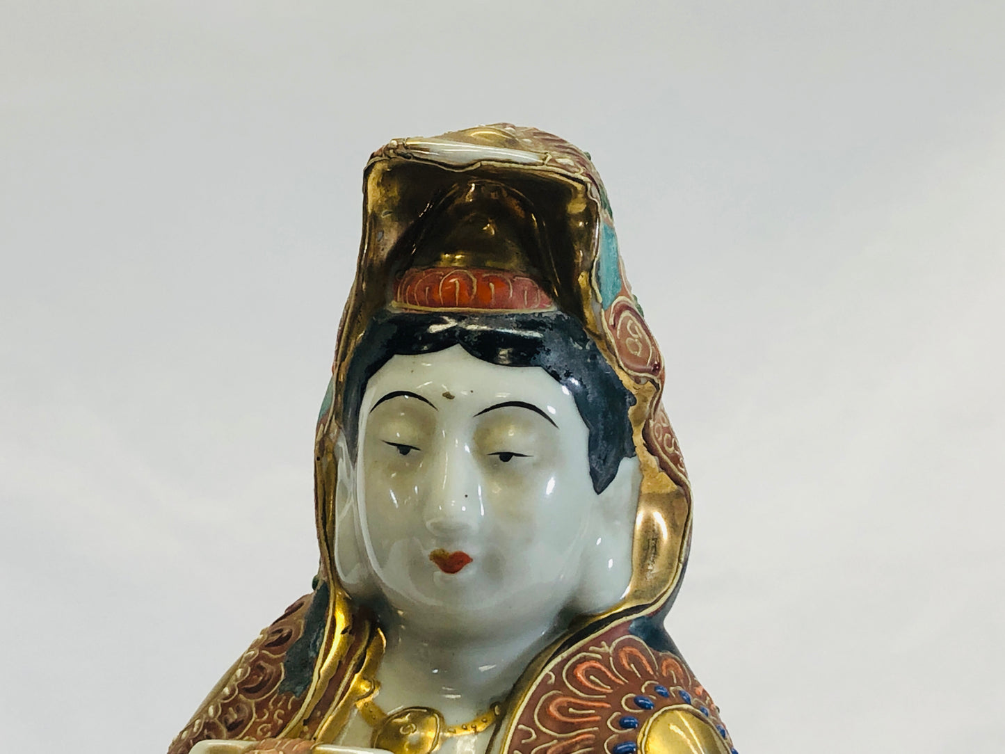 Y5206 STATUE Kutani-ware Kannon figure figurine Dragon Japan vintage antique