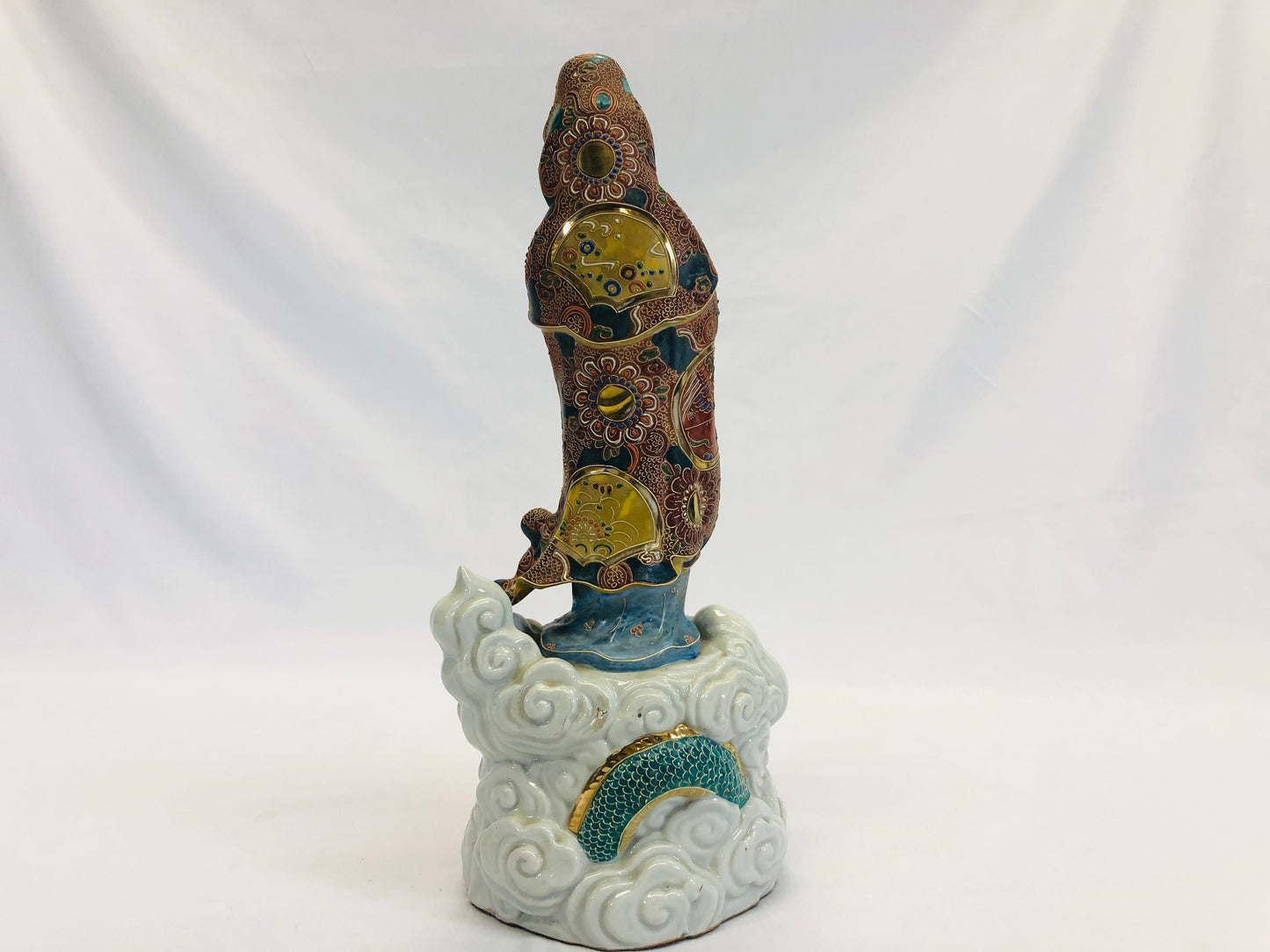 Y5206 STATUE Kutani-ware Kannon figure figurine Dragon Japan vintage antique