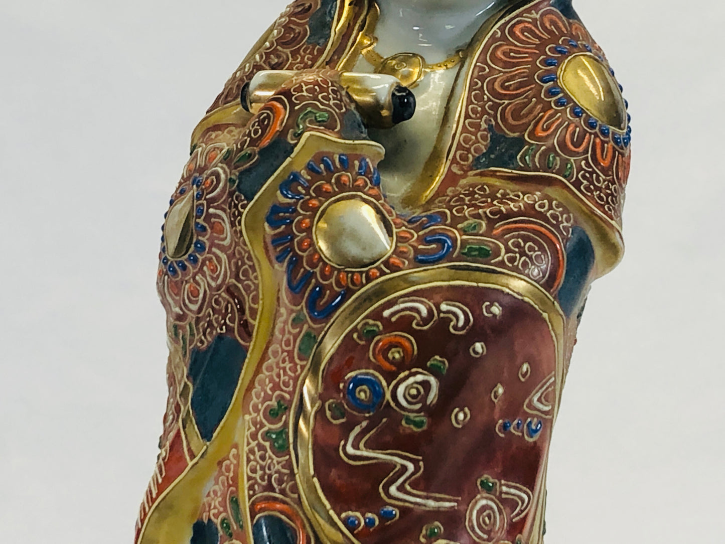 Y5206 STATUE Kutani-ware Kannon figure figurine Dragon Japan vintage antique