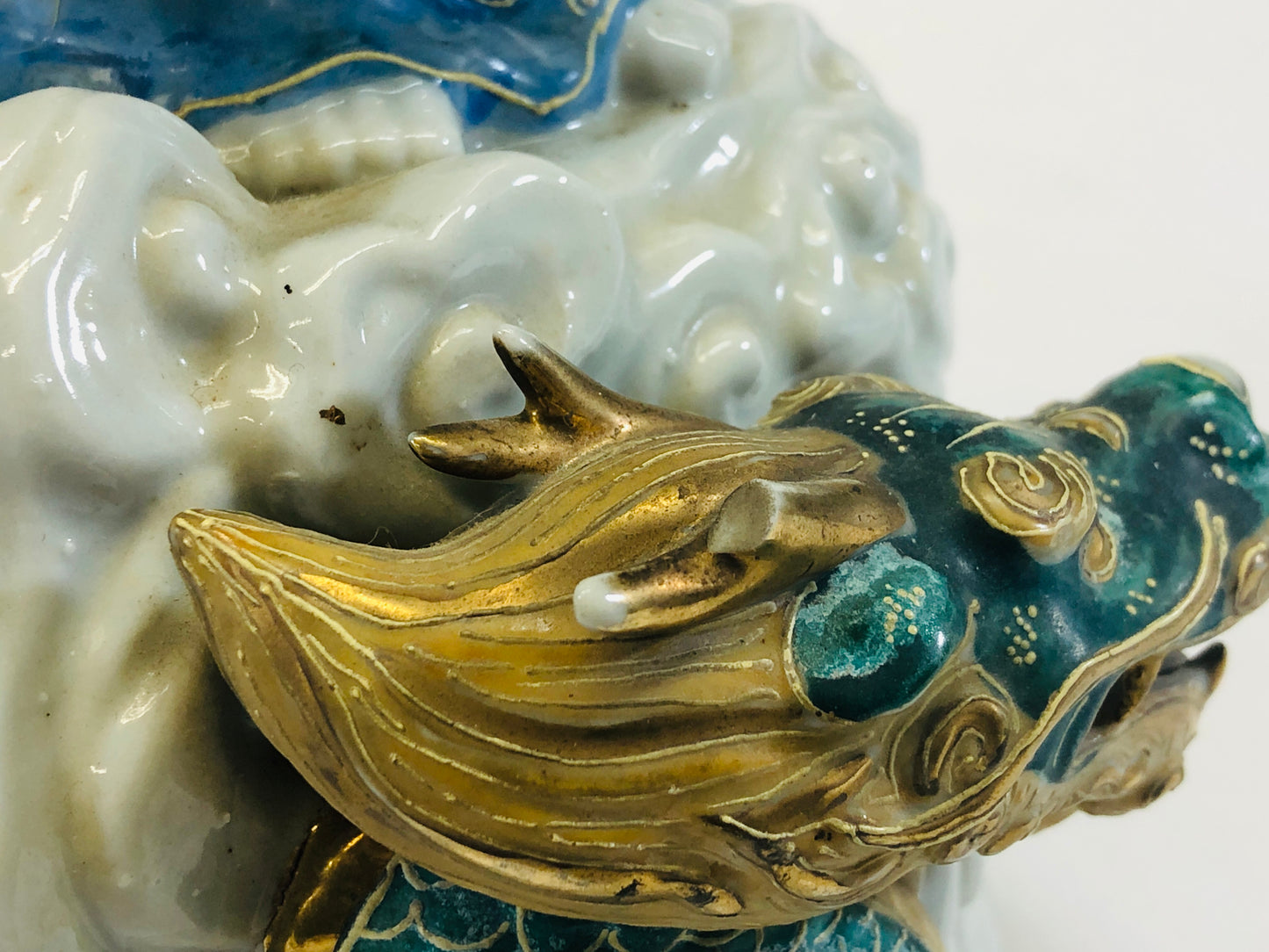 Y5206 STATUE Kutani-ware Kannon figure figurine Dragon Japan vintage antique
