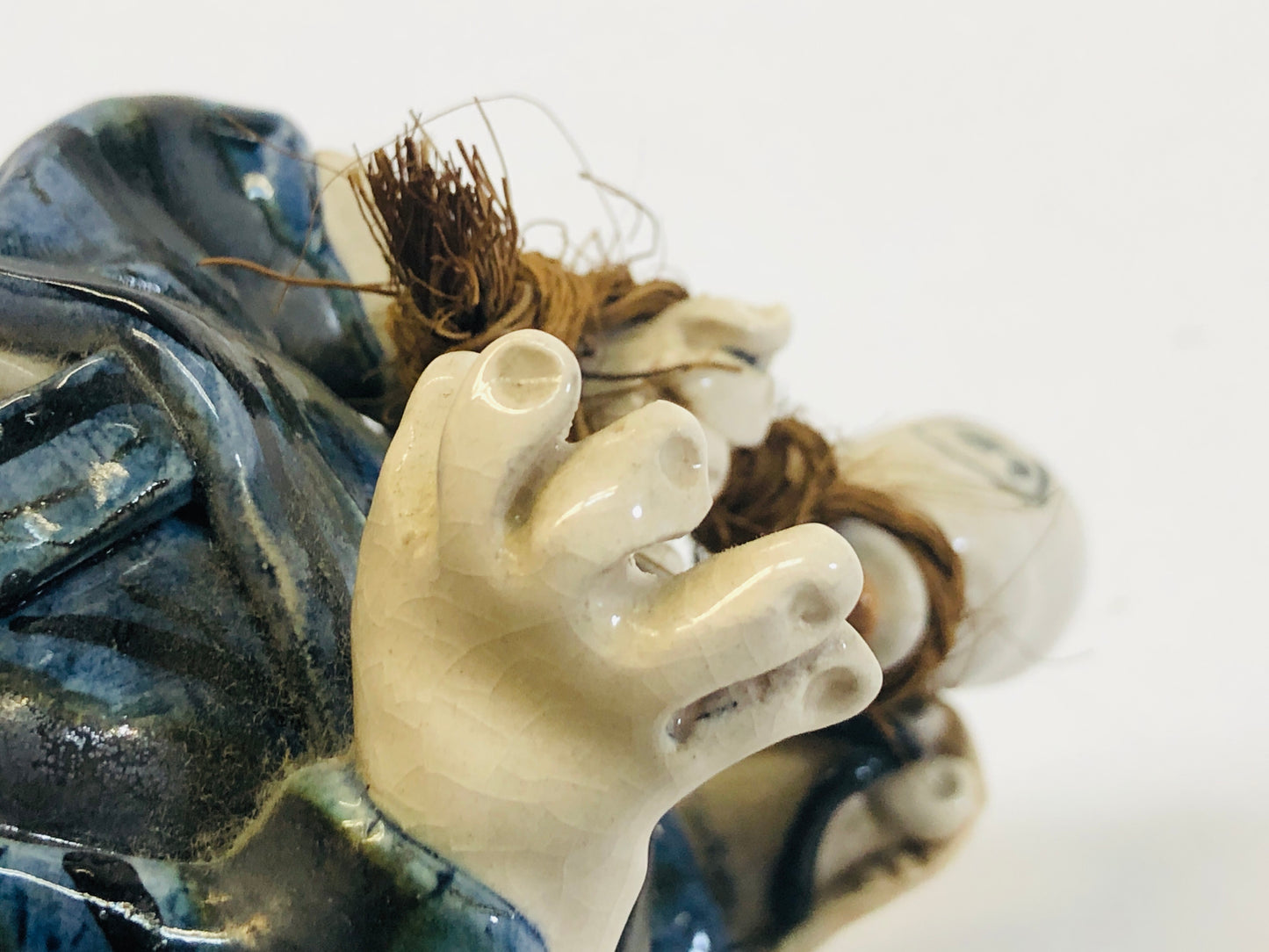 Y5207 STATUE pottery Man with topknot figure figurine Japan vintage antique