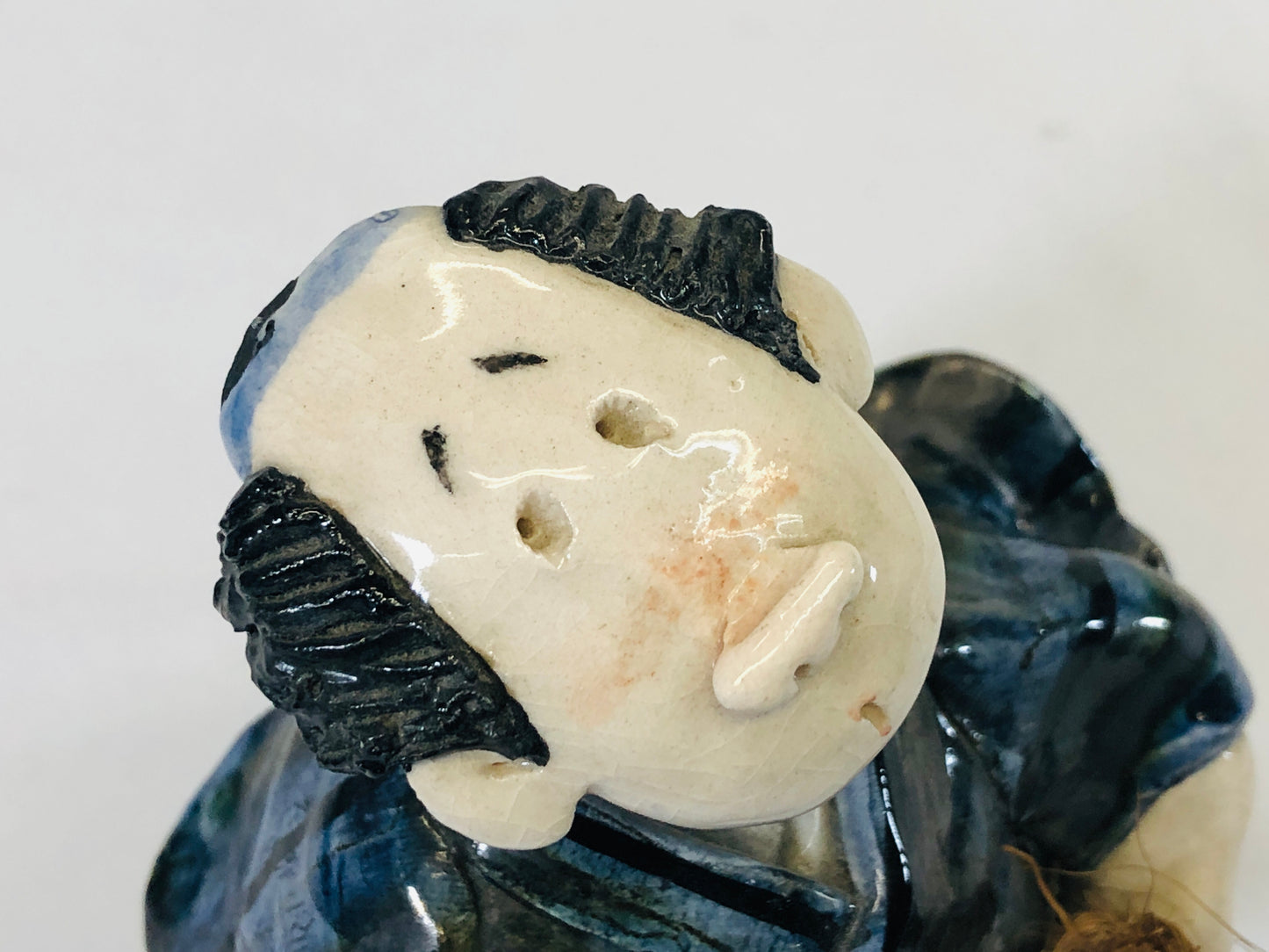 Y5207 STATUE pottery Man with topknot figure figurine Japan vintage antique