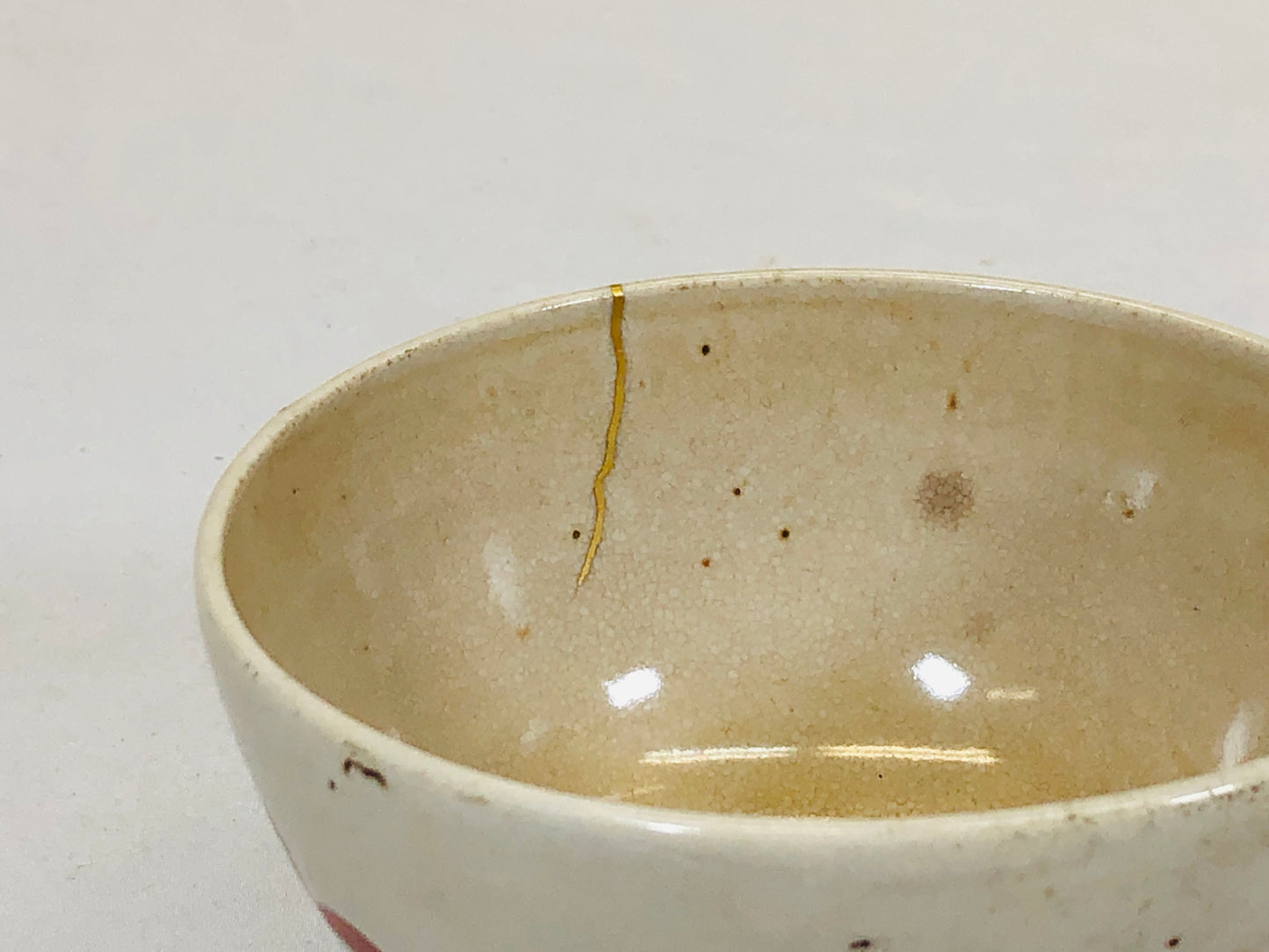 Y5213 CHAWAN Kyo-ware signed kintsugi Japan antique tea ceremony pottery bowl