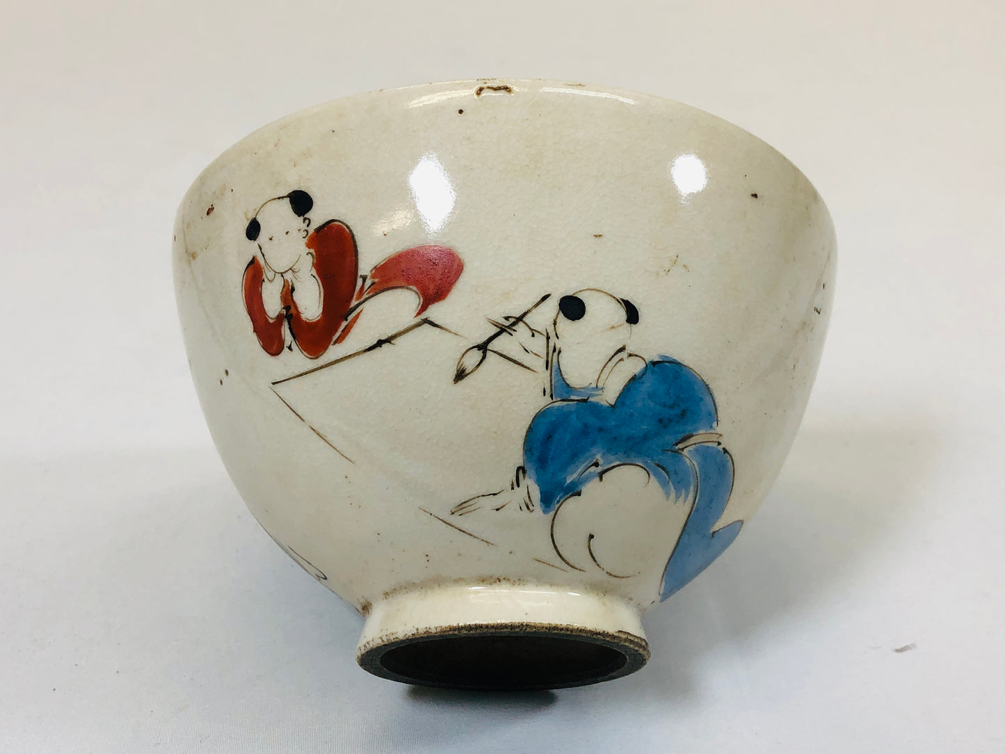 Y5213 CHAWAN Kyo-ware signed kintsugi Japan antique tea ceremony pottery bowl