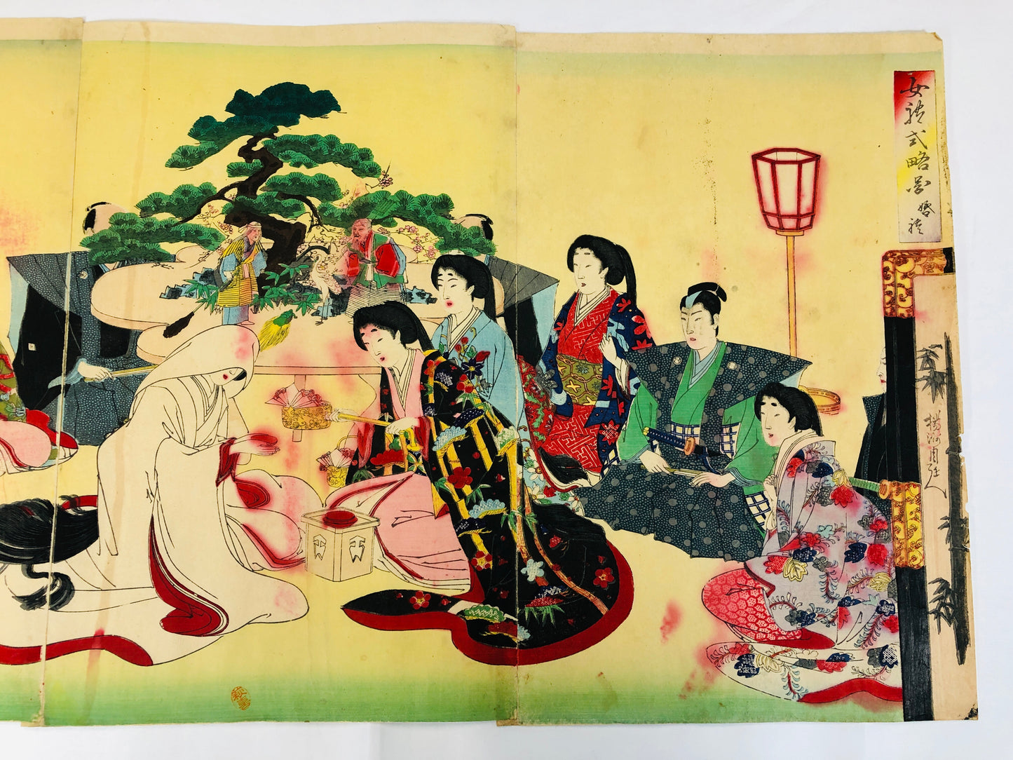 Y5229 WOODBLOCK PRINT Chikanobu Women's etiquette triptych Japan Ukiyoe antique