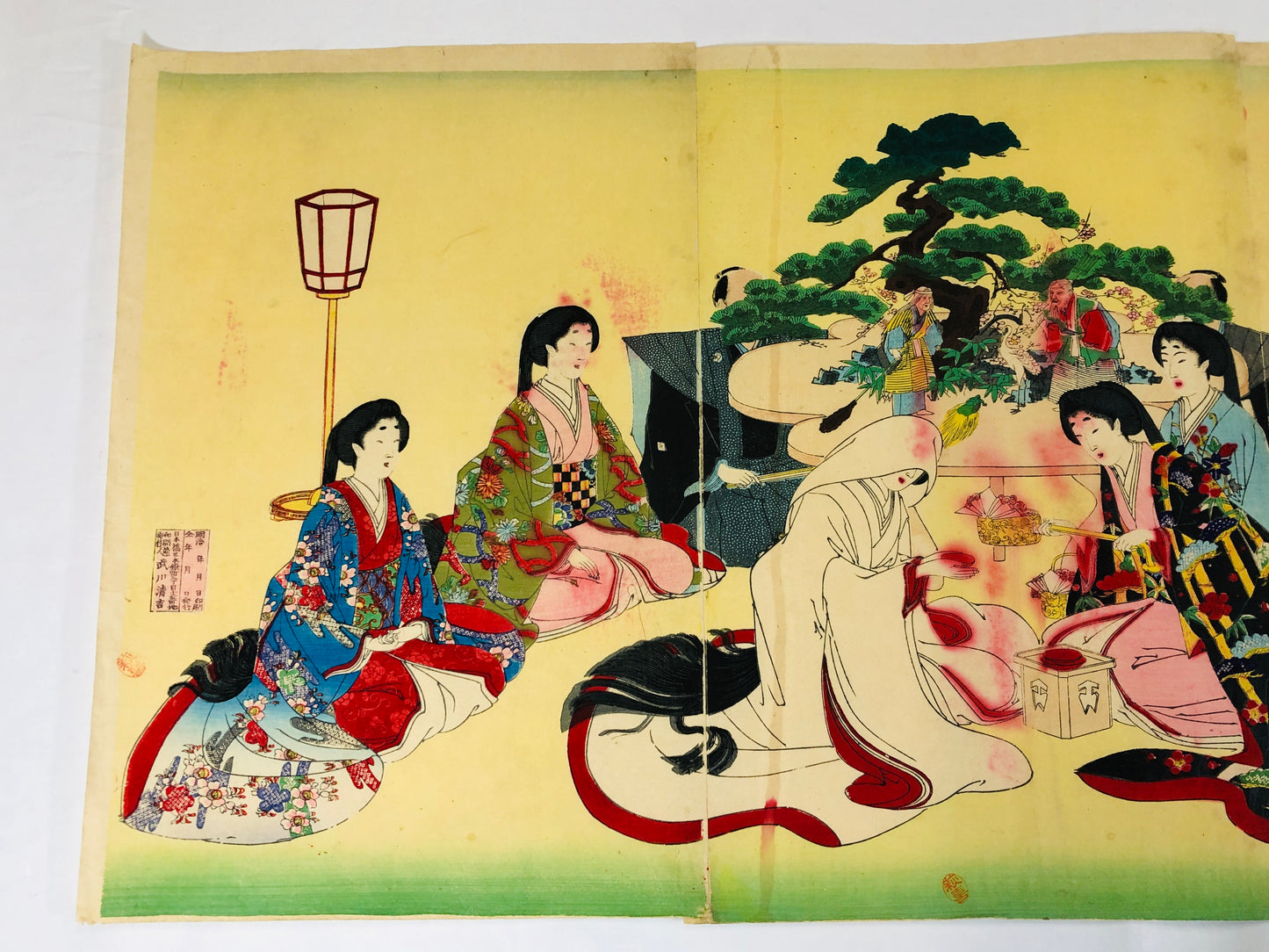 Y5229 WOODBLOCK PRINT Chikanobu Women's etiquette triptych Japan Ukiyoe antique