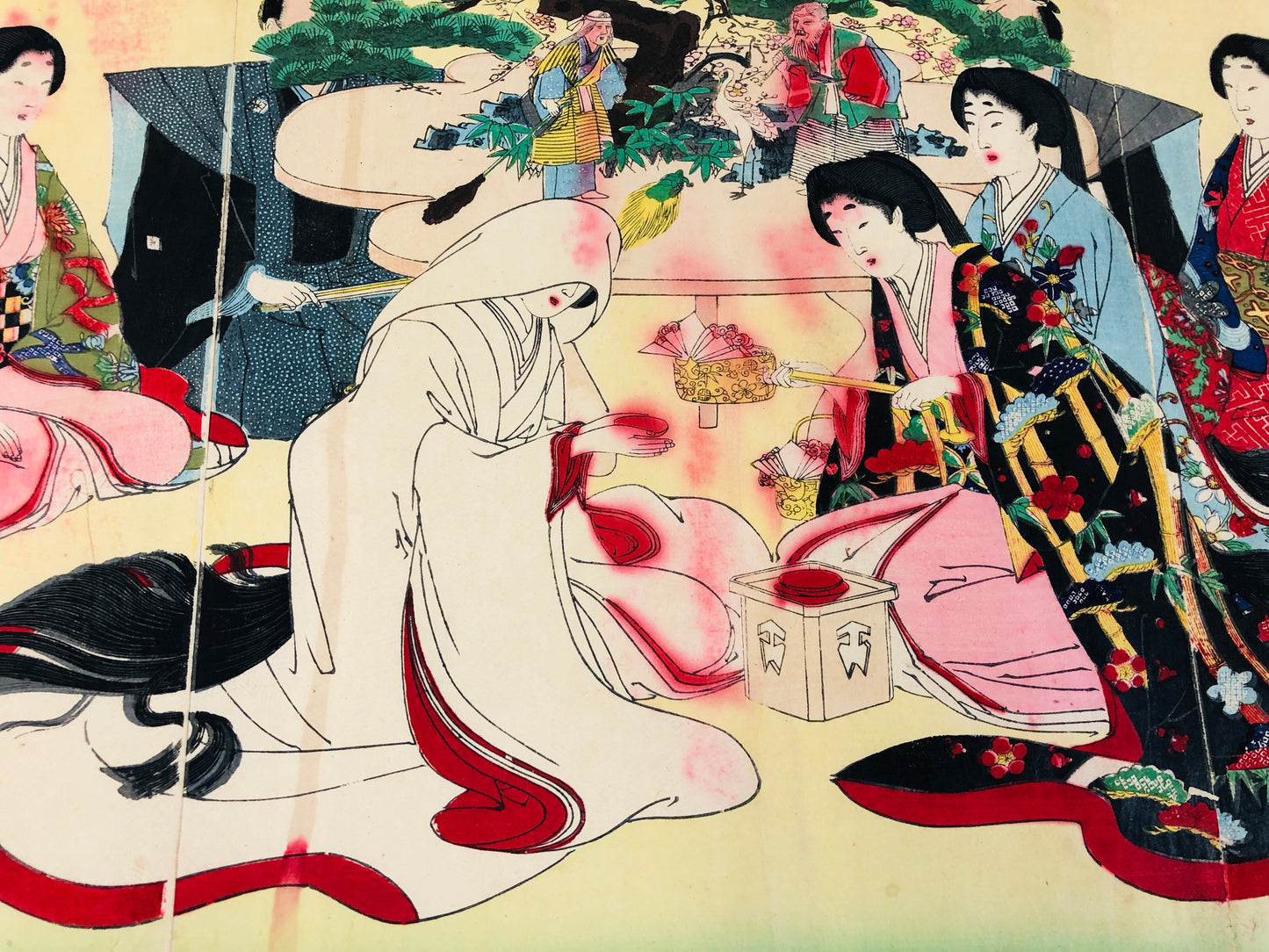 Y5229 WOODBLOCK PRINT Chikanobu Women's etiquette triptych Japan Ukiyoe antique
