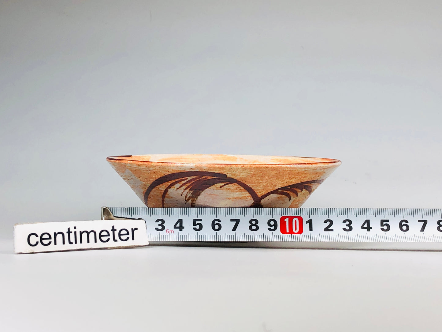 Y5241 CHAWAN Shino-ware flat Japan antique tea ceremony pottery bowl vintage