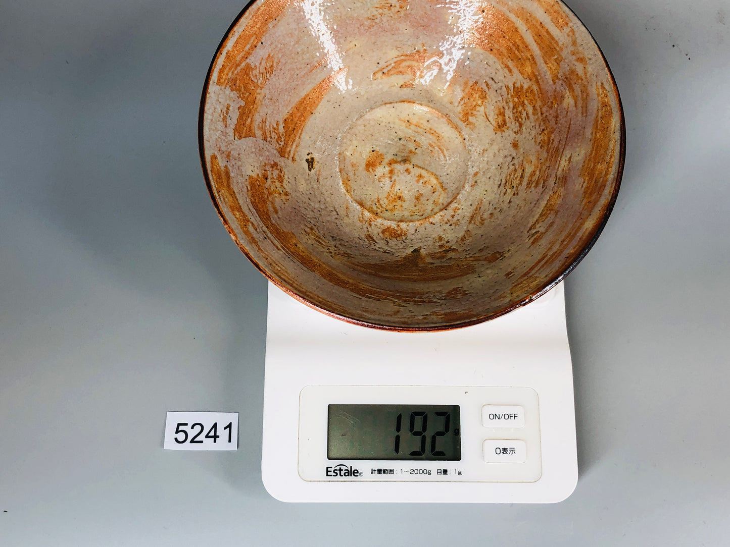 Y5241 CHAWAN Shino-ware flat Japan antique tea ceremony pottery bowl vintage