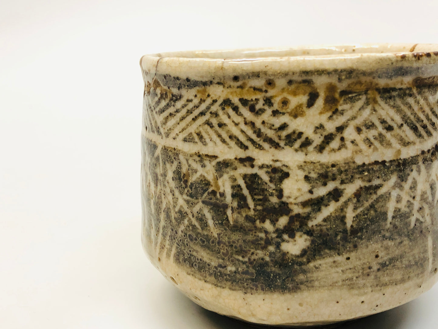 Y5245 CHAWAN Shino-ware kofuku kintsugi signed Japan antique tea ceremony bowl