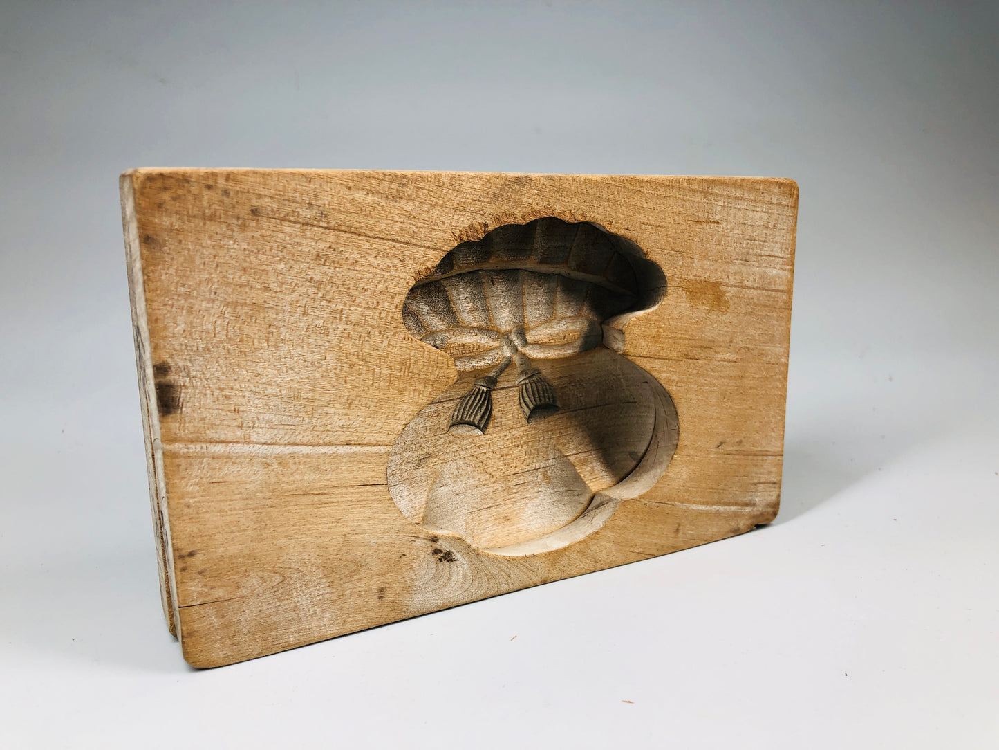 Y5255 KASHIGATA Drawstring bag Japan antique Wooden Pastry Mold wagashi