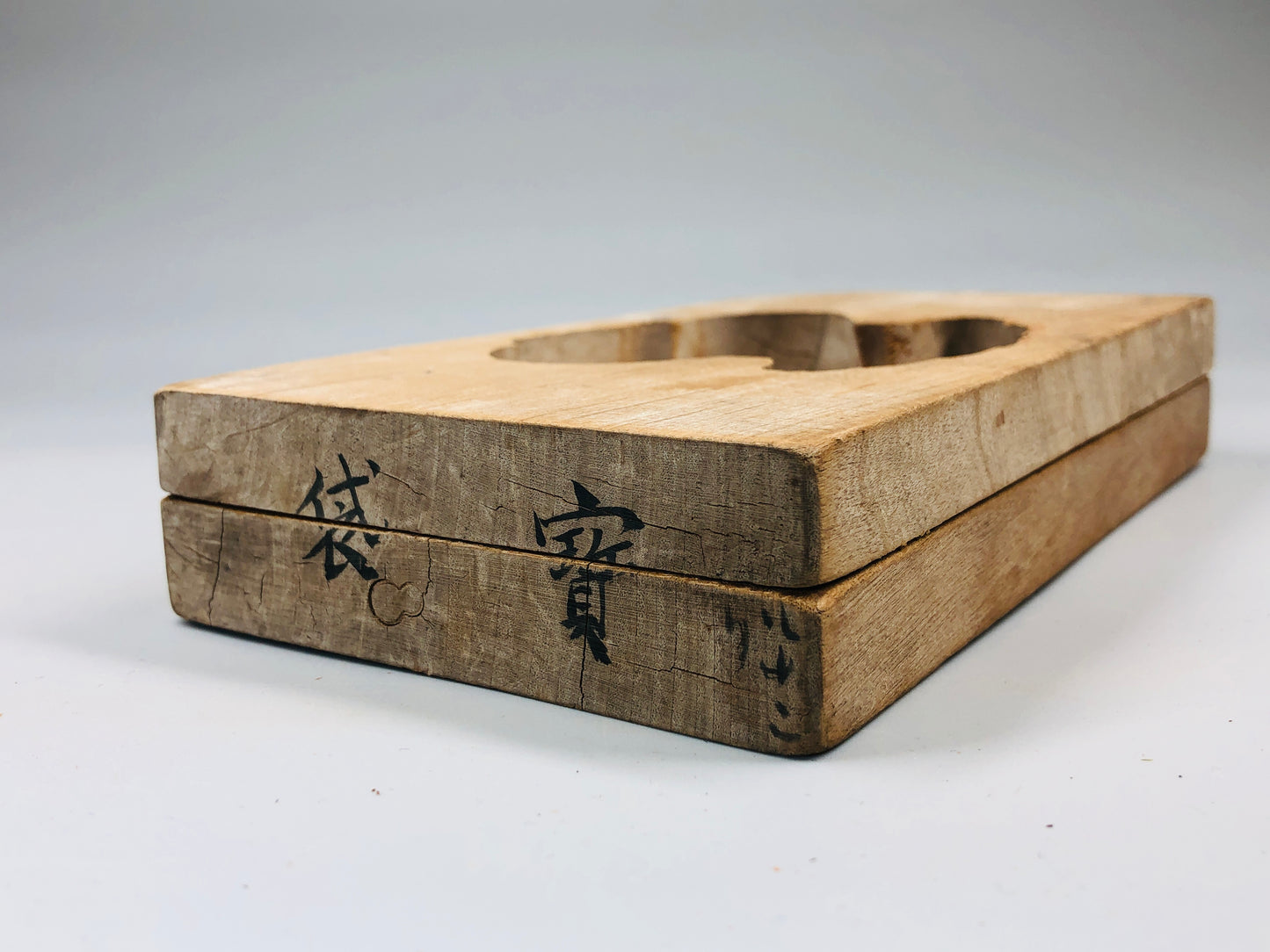 Y5255 KASHIGATA Drawstring bag Japan antique Wooden Pastry Mold wagashi