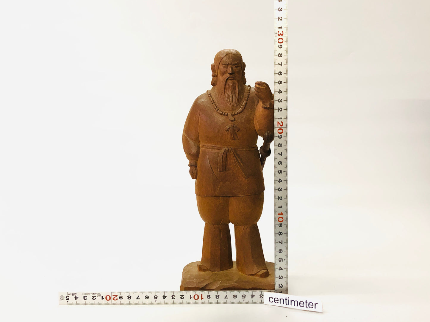 Y5270 STATUE wood carving Emperor Jimmu figure signed box Japan vintage antique