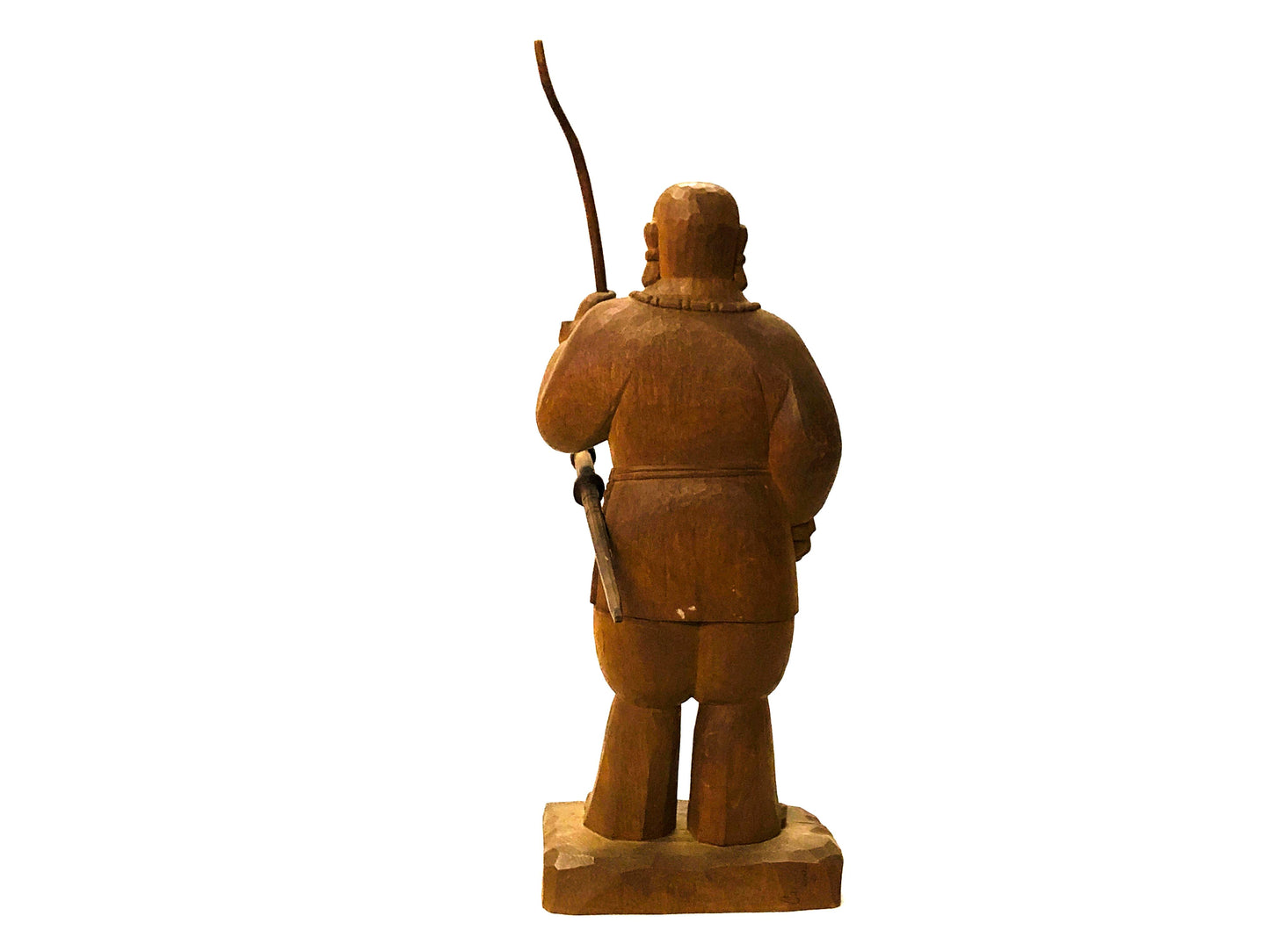 Y5270 STATUE wood carving Emperor Jimmu figure signed box Japan vintage antique