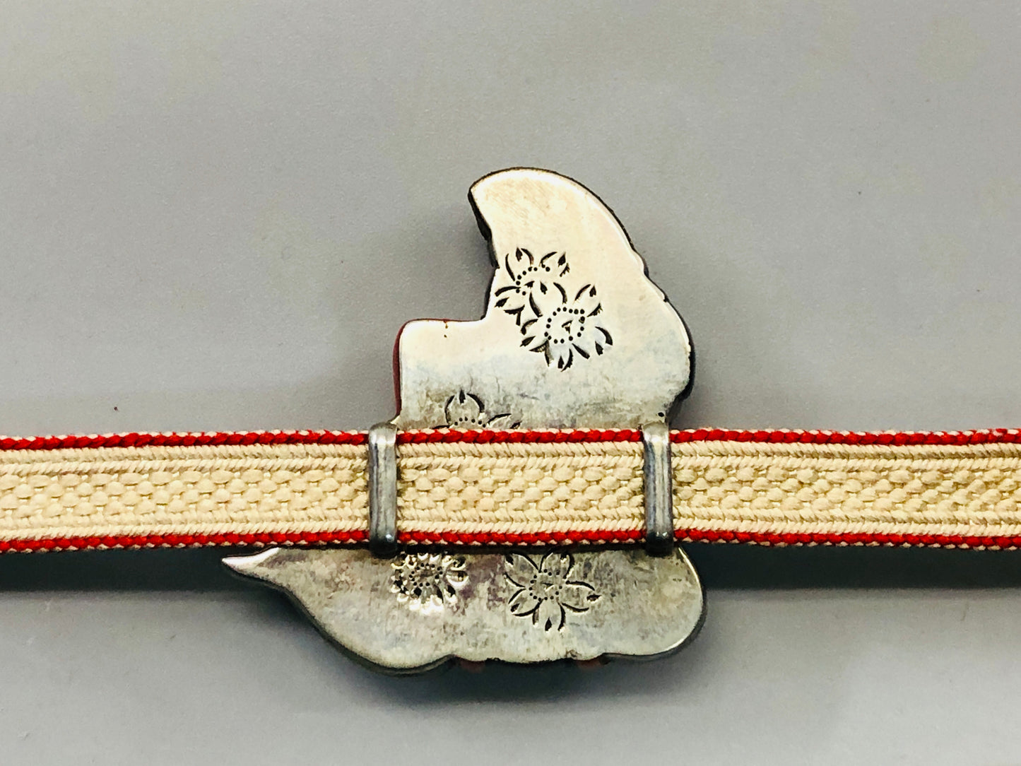Y5306 OBIDOME metal Sash Clip Gosho doll box Japan Kimono accessory antique