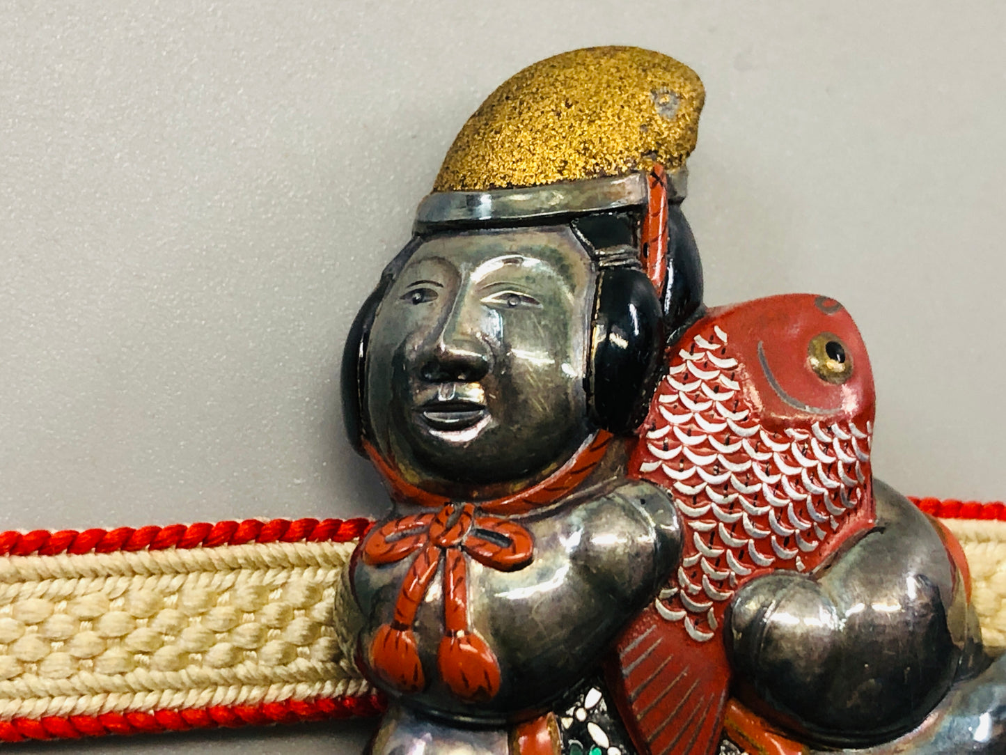 Y5306 OBIDOME metal Sash Clip Gosho doll box Japan Kimono accessory antique