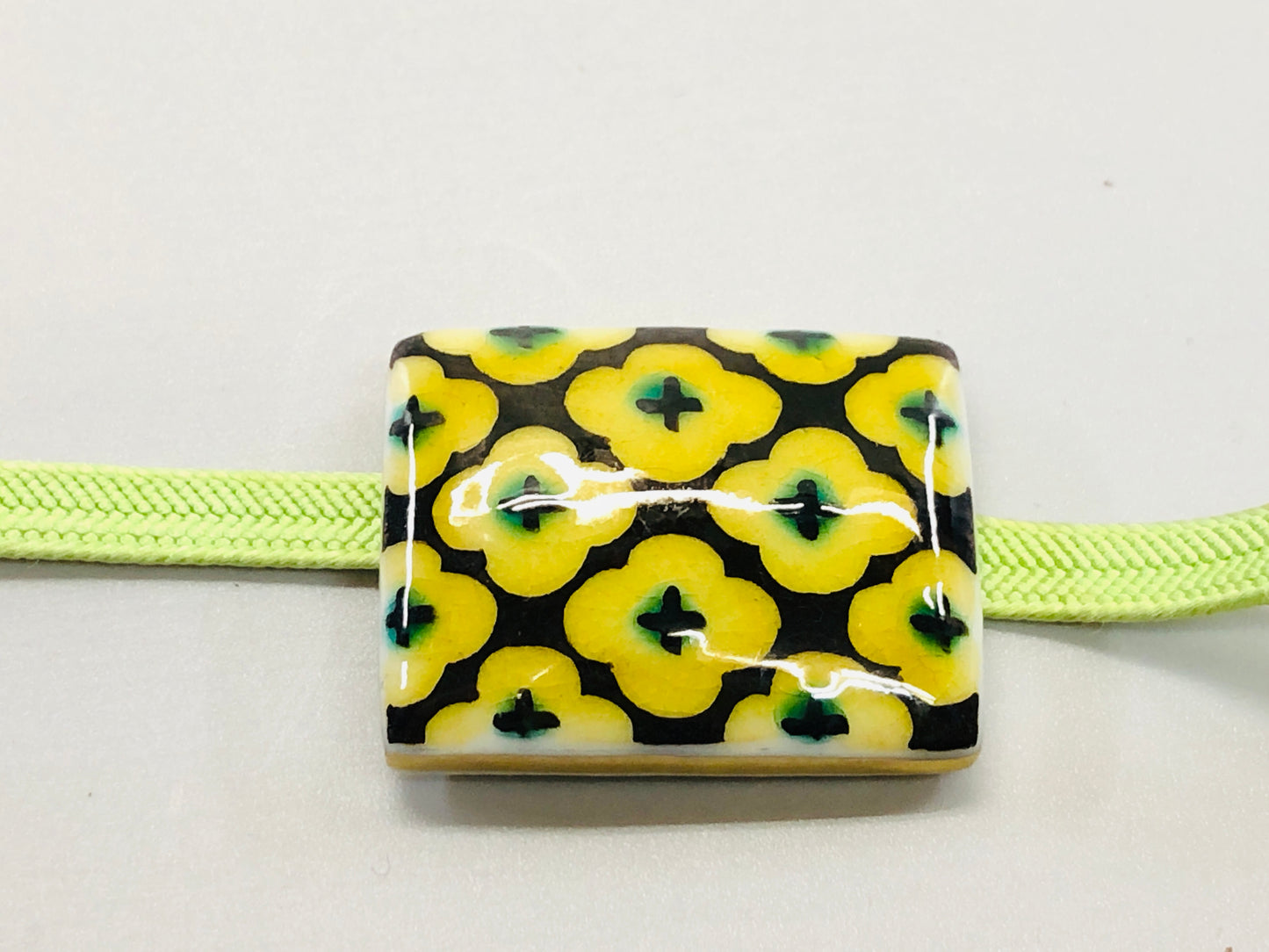 Y5309 OBIDOME Sash Clip Kutani-ware signed box Japan Kimono accessory antique
