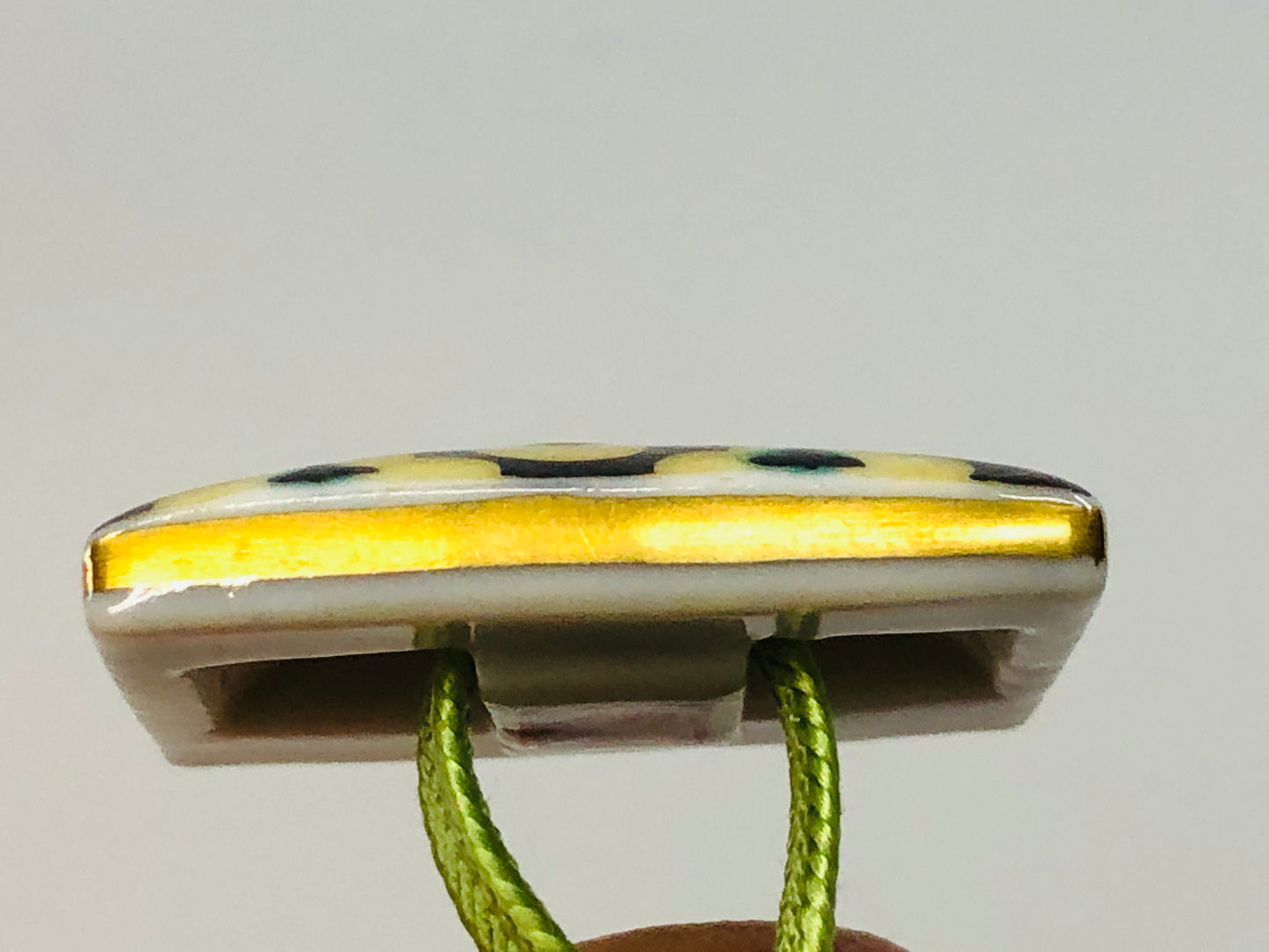 Y5309 OBIDOME Sash Clip Kutani-ware signed box Japan Kimono accessory antique