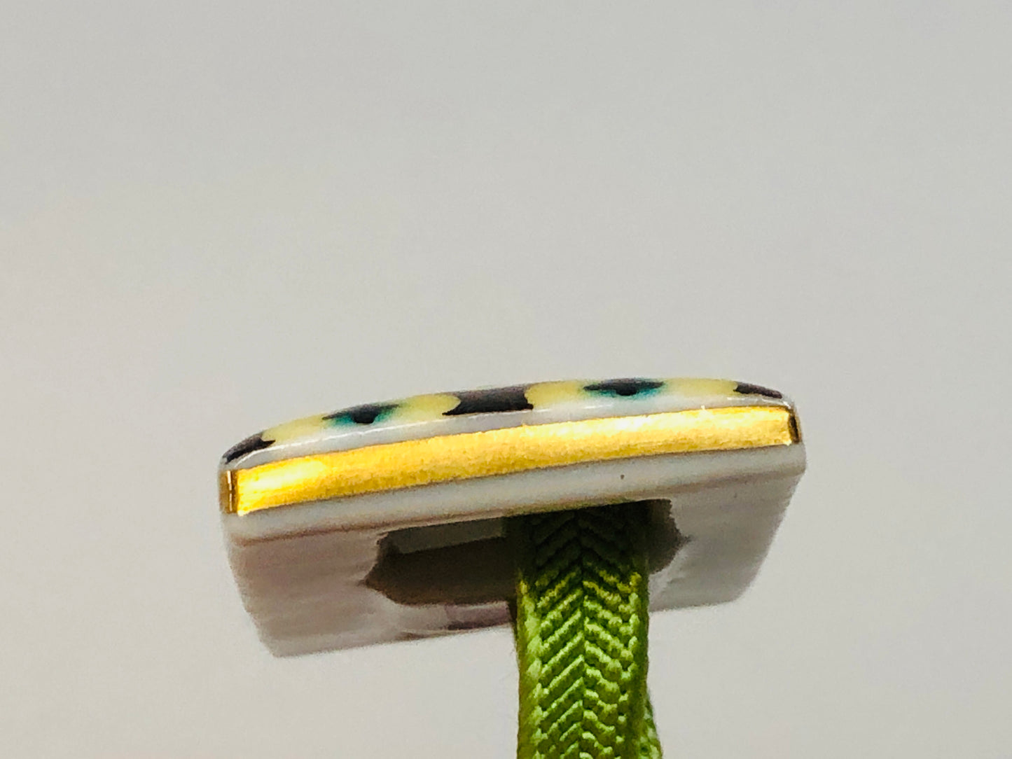 Y5309 OBIDOME Sash Clip Kutani-ware signed box Japan Kimono accessory antique