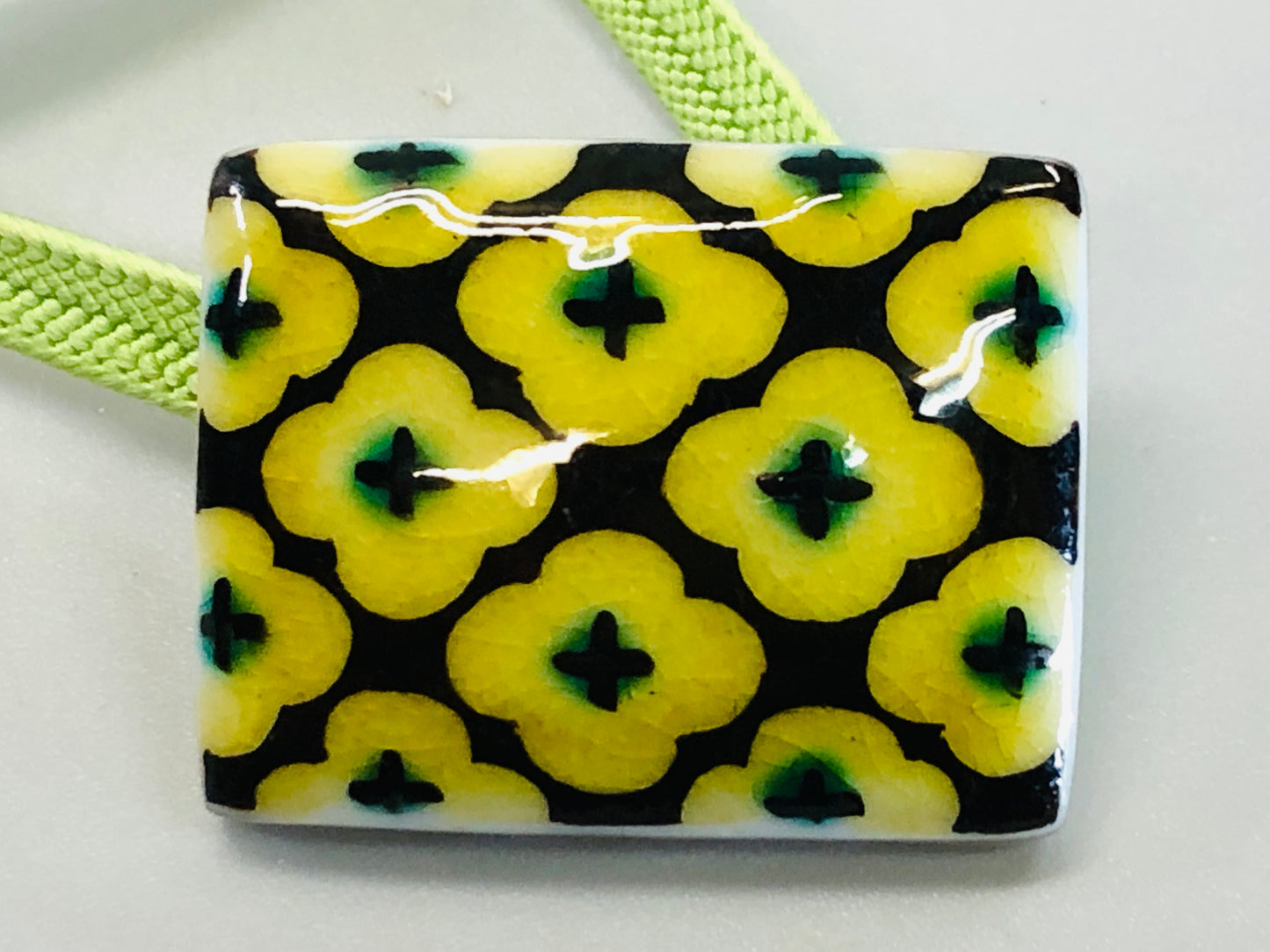 Y5309 OBIDOME Sash Clip Kutani-ware signed box Japan Kimono accessory antique