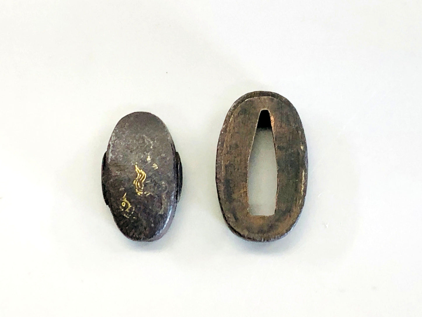 Y5311 FUCHIGASHIRA katana Japanese sword fittings Iron inlay Japan antique