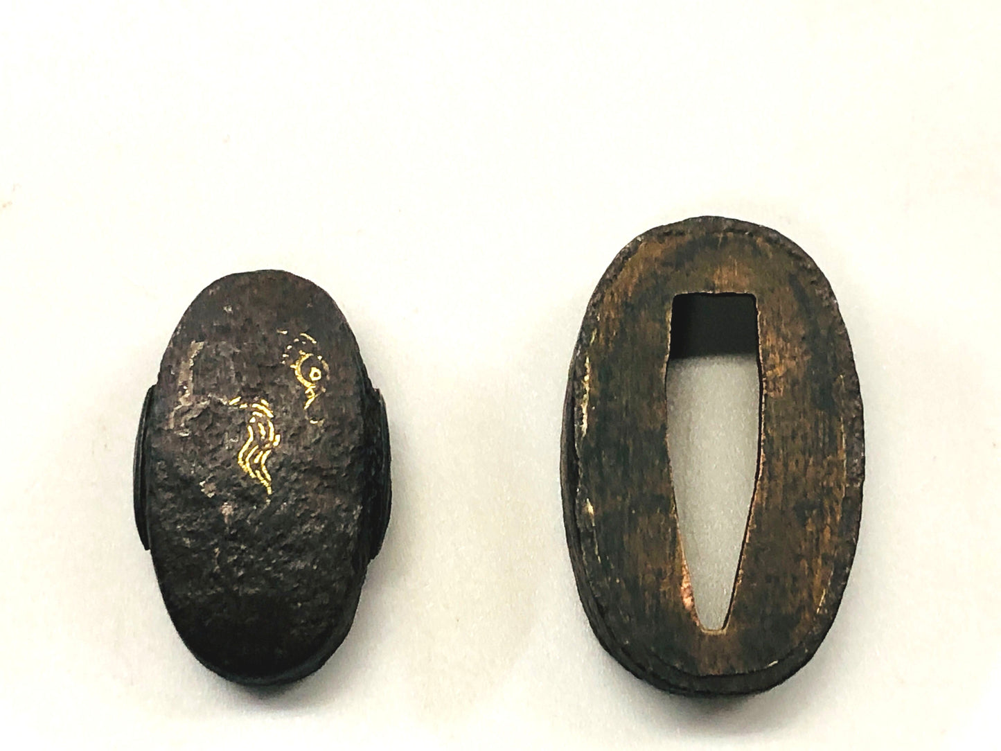 Y5311 FUCHIGASHIRA katana Japanese sword fittings Iron inlay Japan antique