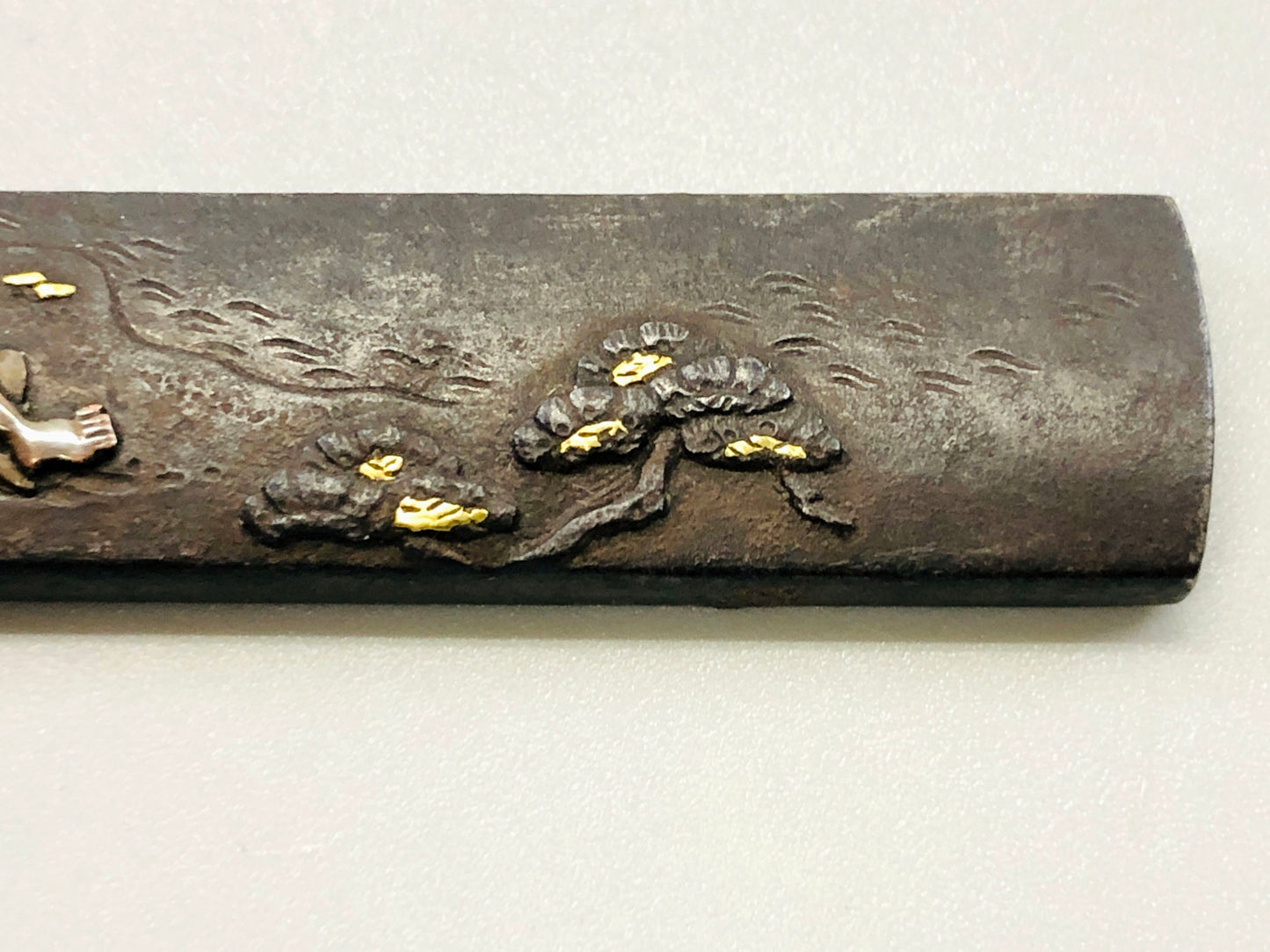 Y5313 TSUKA Kogatana small sword Iron inlay person box Japan Koshirae antique
