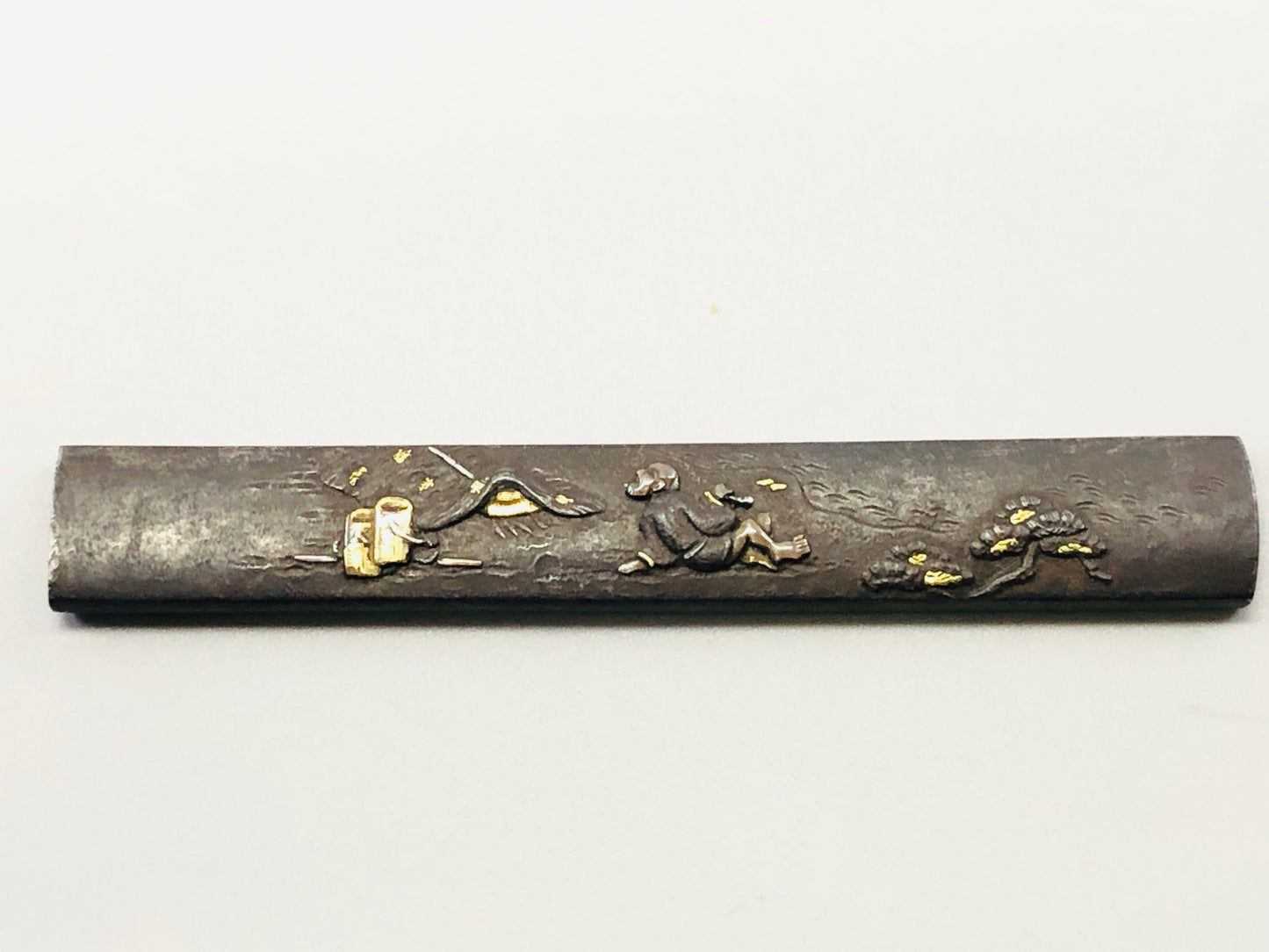Y5313 TSUKA Kogatana small sword Iron inlay person box Japan Koshirae antique