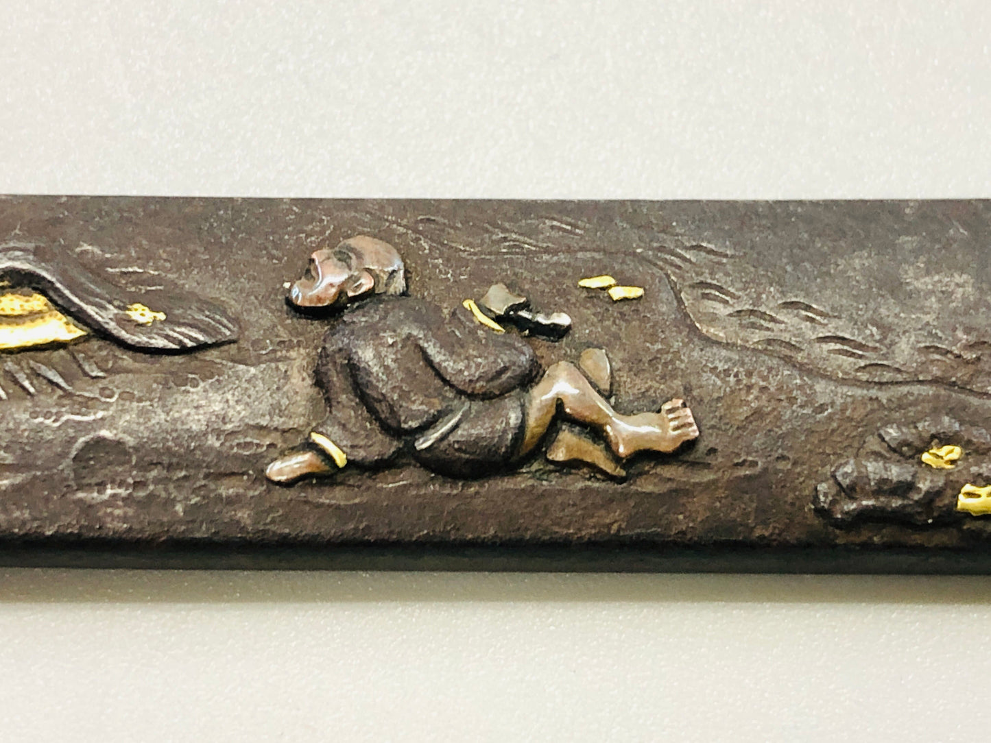 Y5313 TSUKA Kogatana small sword Iron inlay person box Japan Koshirae antique