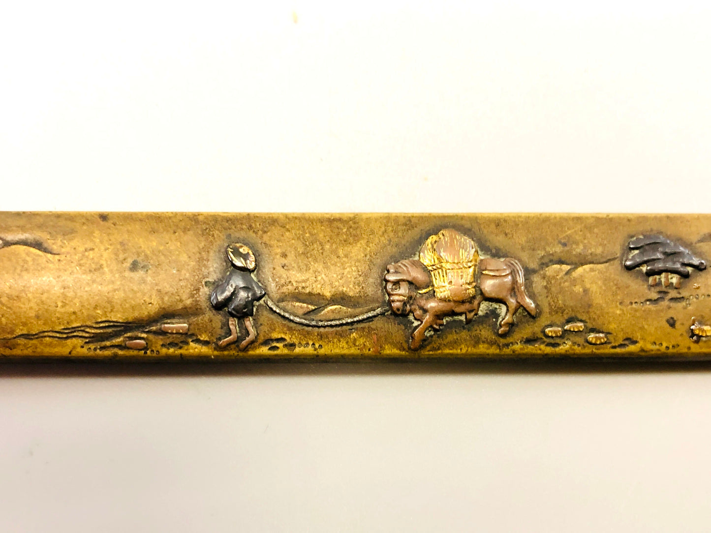 Y5314 TSUKA Kogatana small sword Copper inlay horse box Japan Koshirae antique