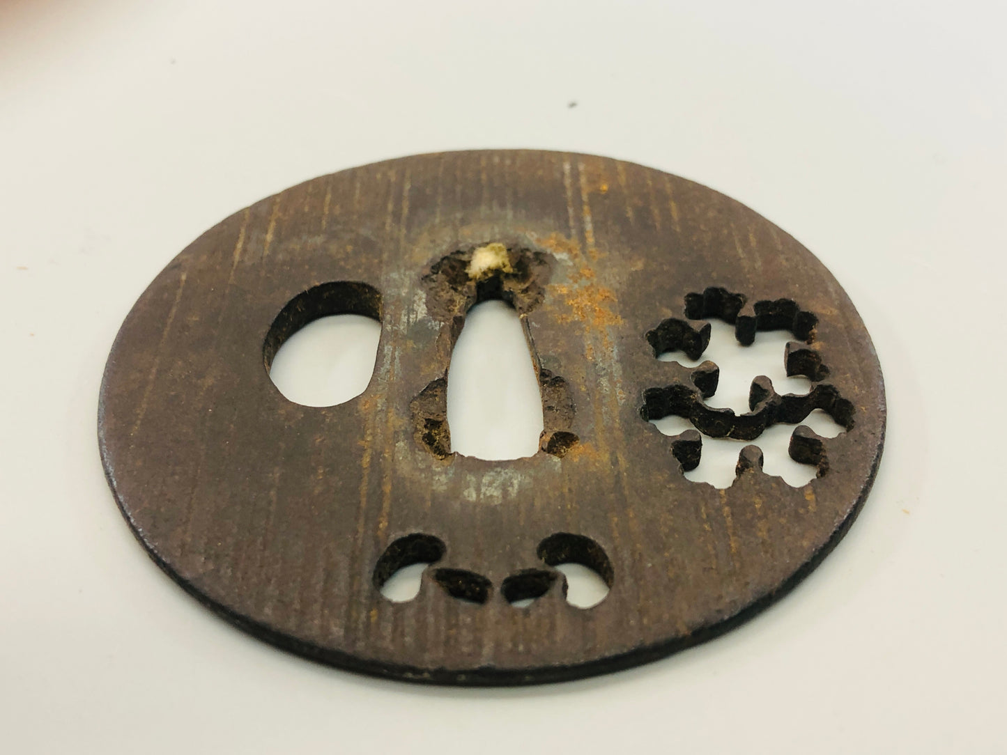 Y5316 TSUBA Iron Sword Guard lined openwork Japan samurai katana koshirae edo