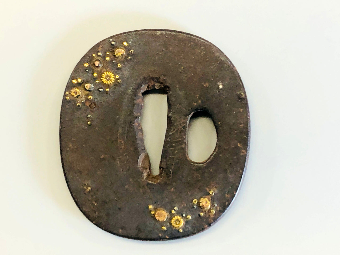 Y5317 TSUBA Iron Sword Guard signed Japan samurai katana koshirae edo antique