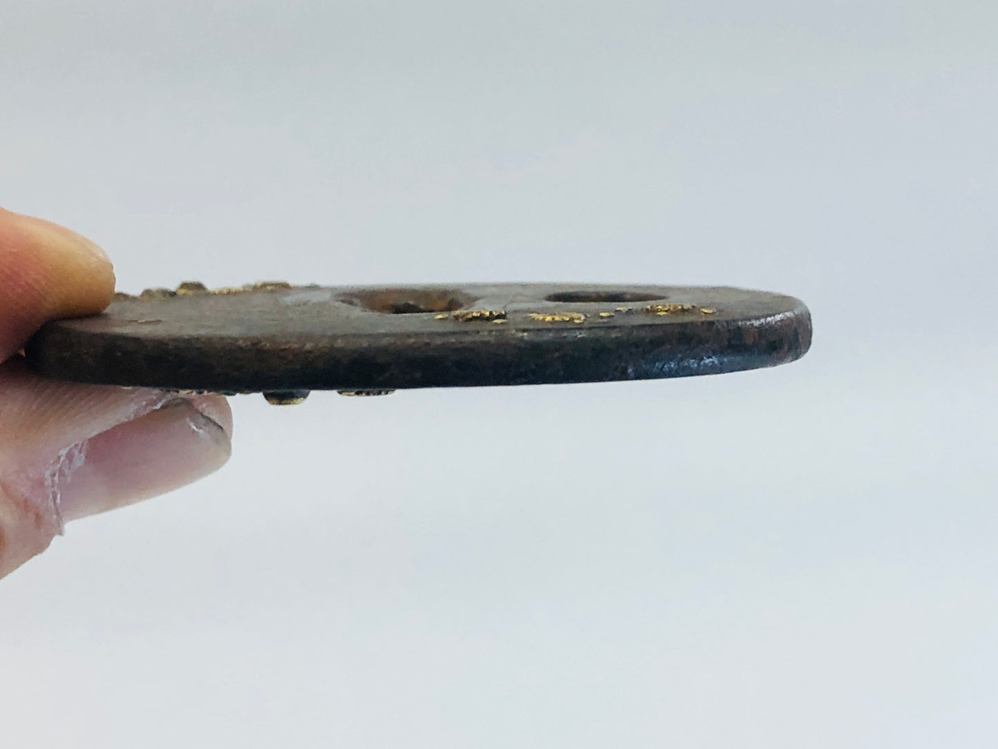 Y5317 TSUBA Iron Sword Guard signed Japan samurai katana koshirae edo antique
