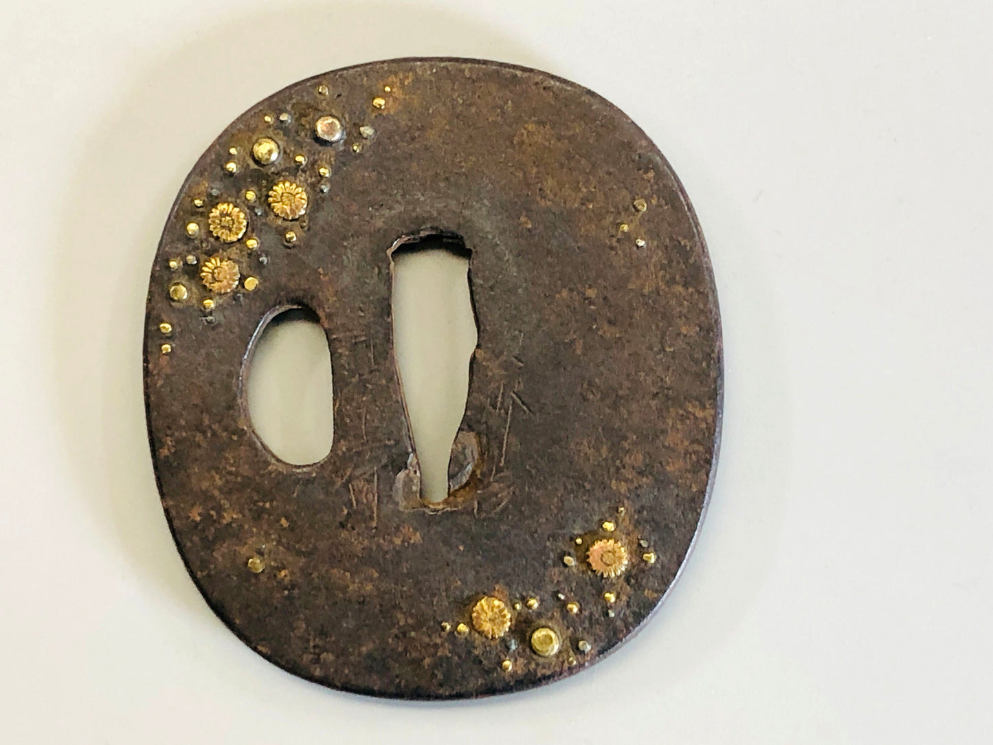 Y5317 TSUBA Iron Sword Guard signed Japan samurai katana koshirae edo antique