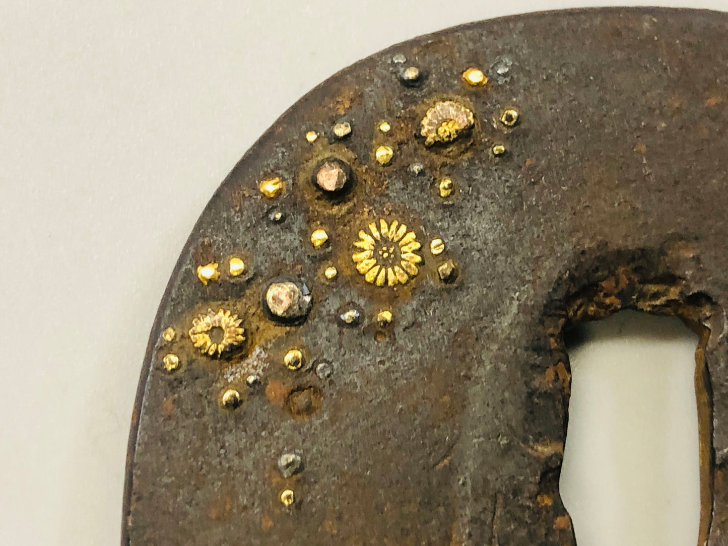 Y5317 TSUBA Iron Sword Guard signed Japan samurai katana koshirae edo antique