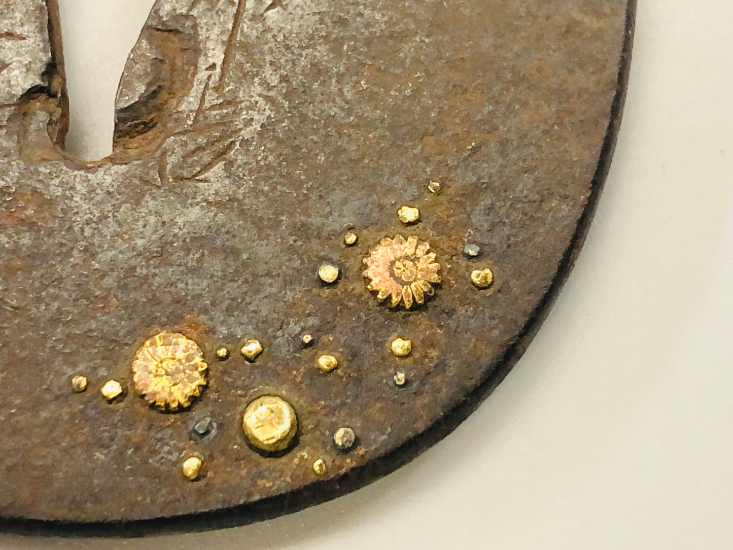 Y5317 TSUBA Iron Sword Guard signed Japan samurai katana koshirae edo antique