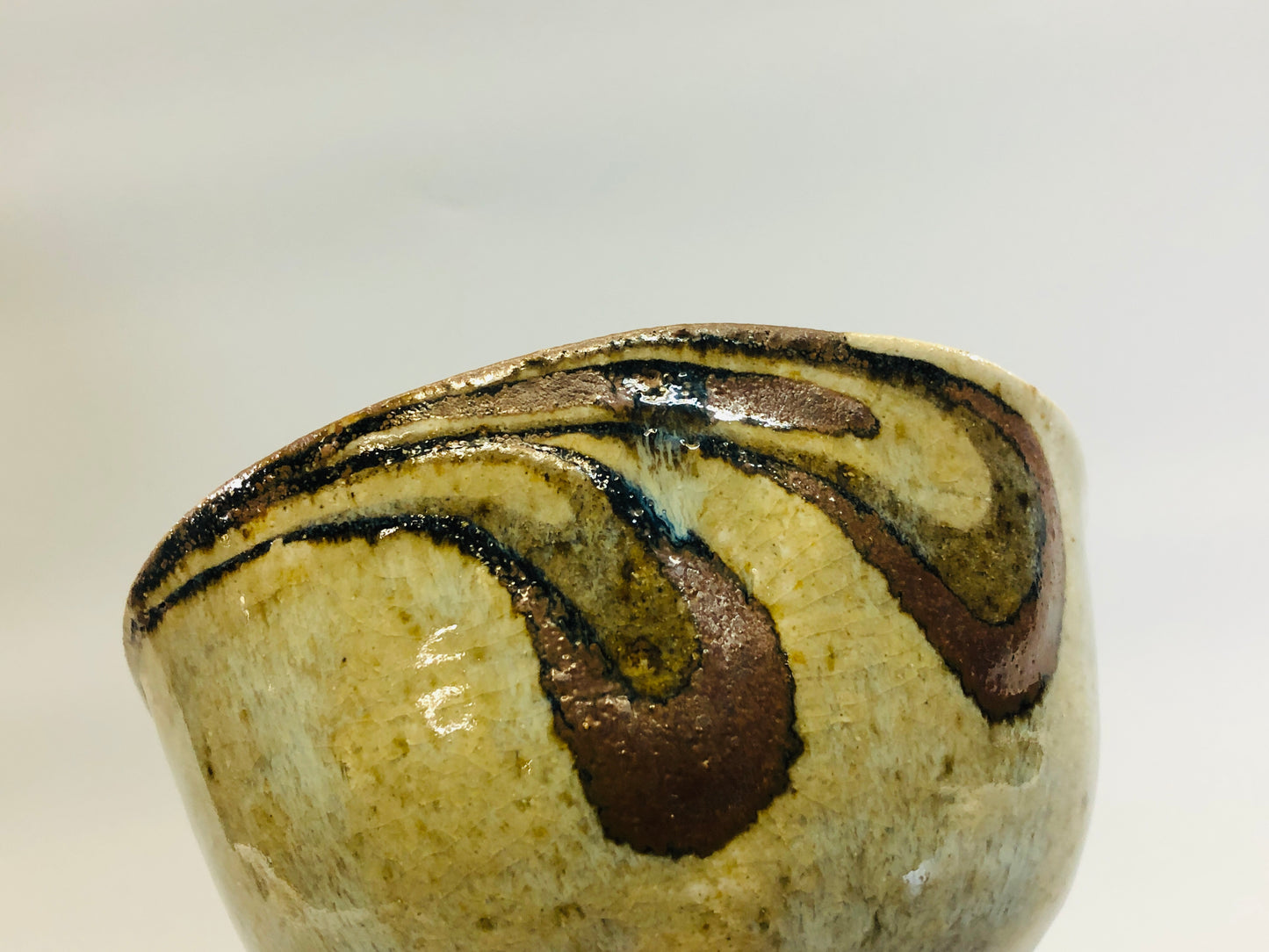 Y5331 CHAWAN Mashiko-ware signed box Neriage Japan antique tea ceremony pottery