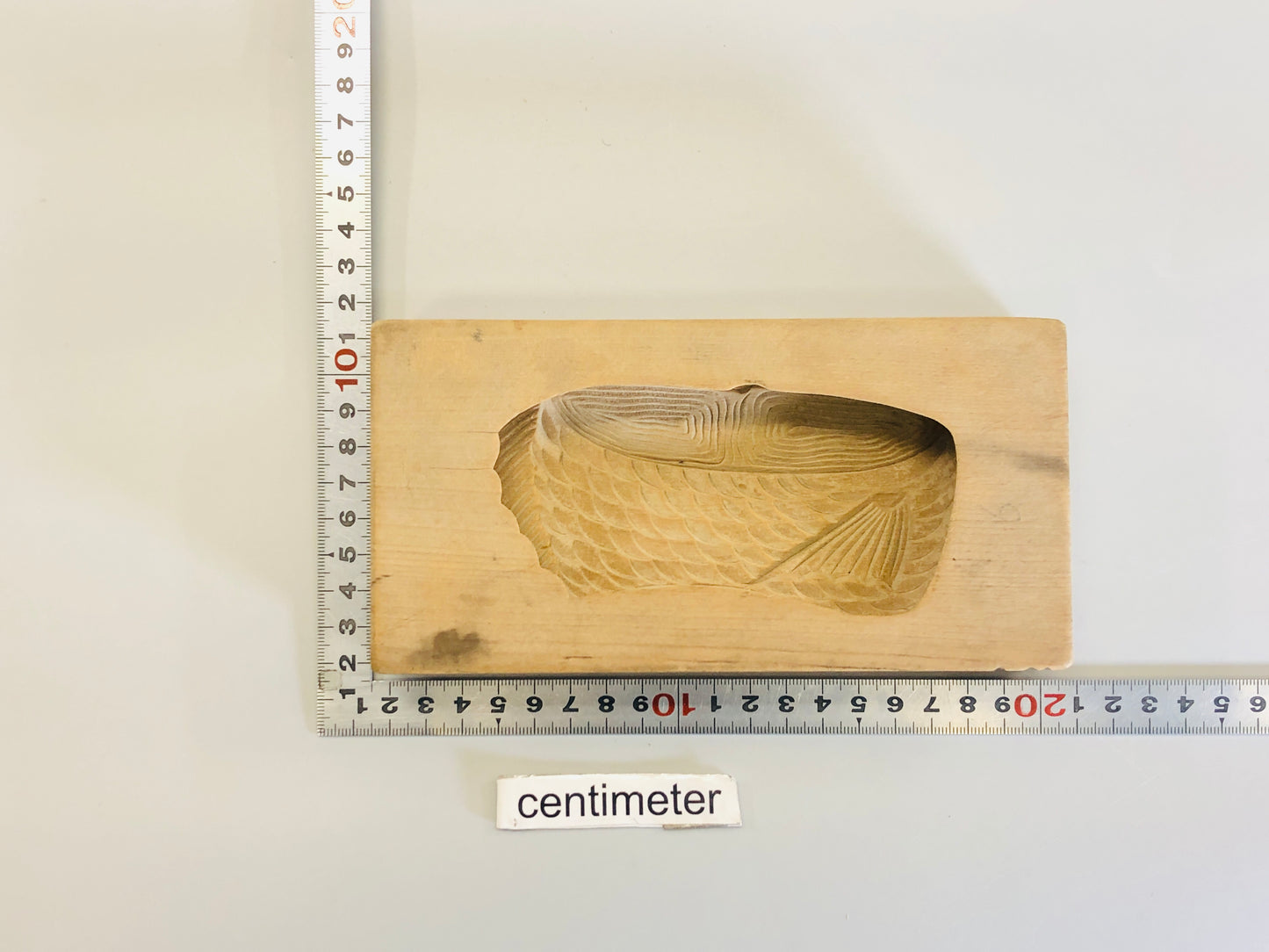 Y5343 KASHIGATA Cut fish wood carving Japan antique Wooden Pastry Mold wagashi