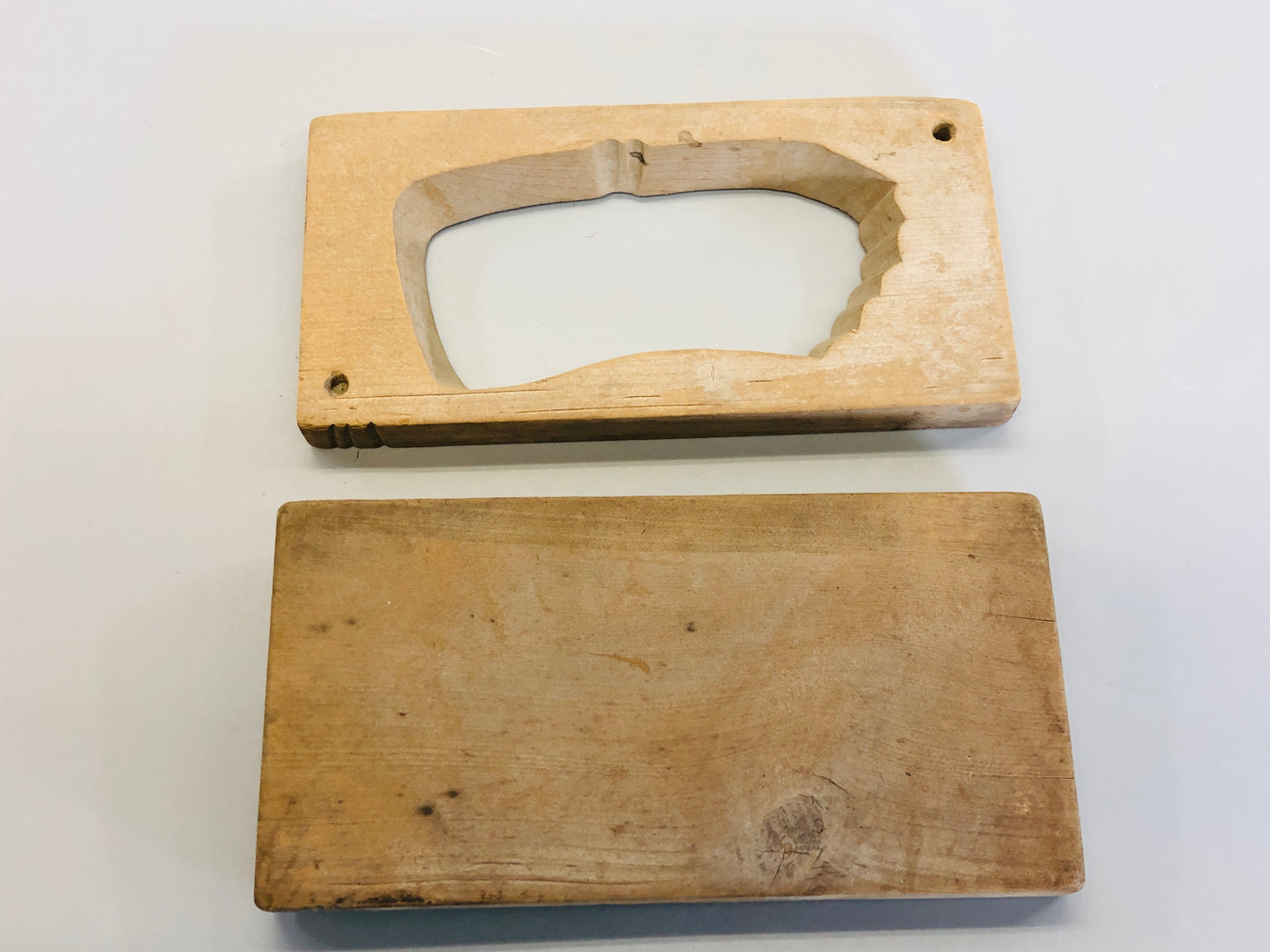 Y5343 KASHIGATA Cut fish wood carving Japan antique Wooden Pastry Mold wagashi