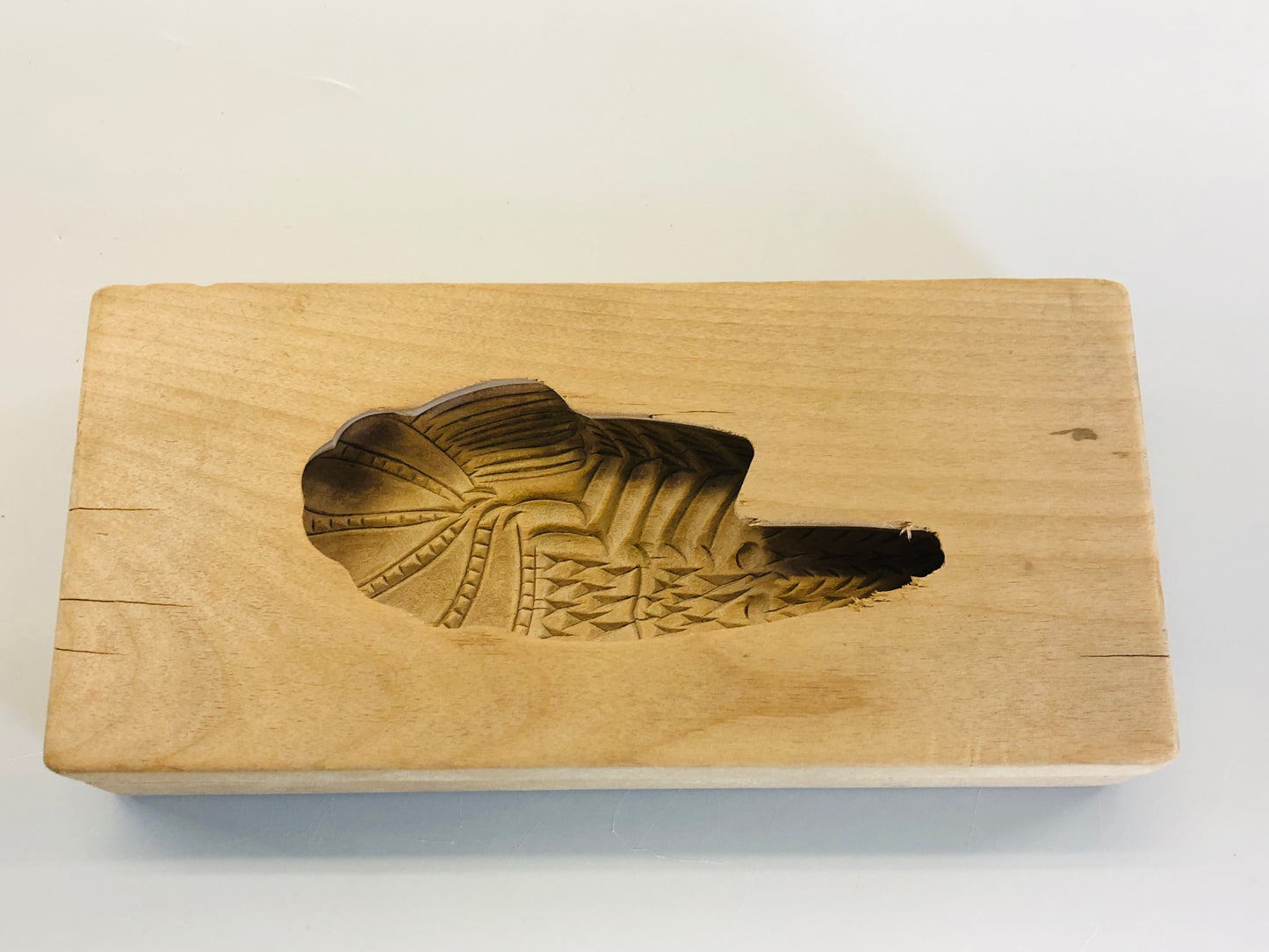 Y5344 KASHIGATA Shrimp wood carving Japan antique Wooden Pastry Mold wagashi