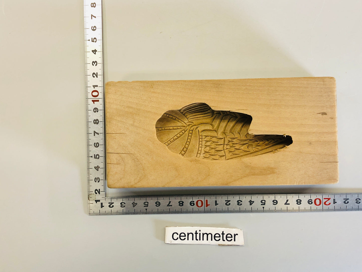 Y5344 KASHIGATA Shrimp wood carving Japan antique Wooden Pastry Mold wagashi