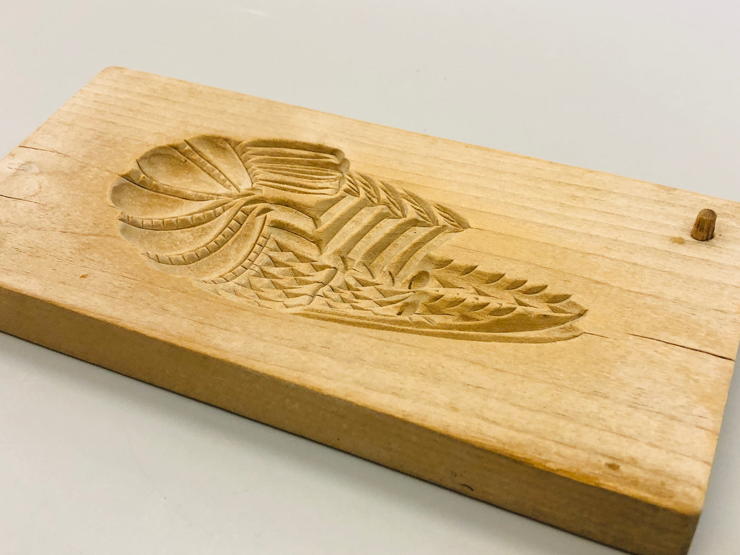 Y5344 KASHIGATA Shrimp wood carving Japan antique Wooden Pastry Mold wagashi