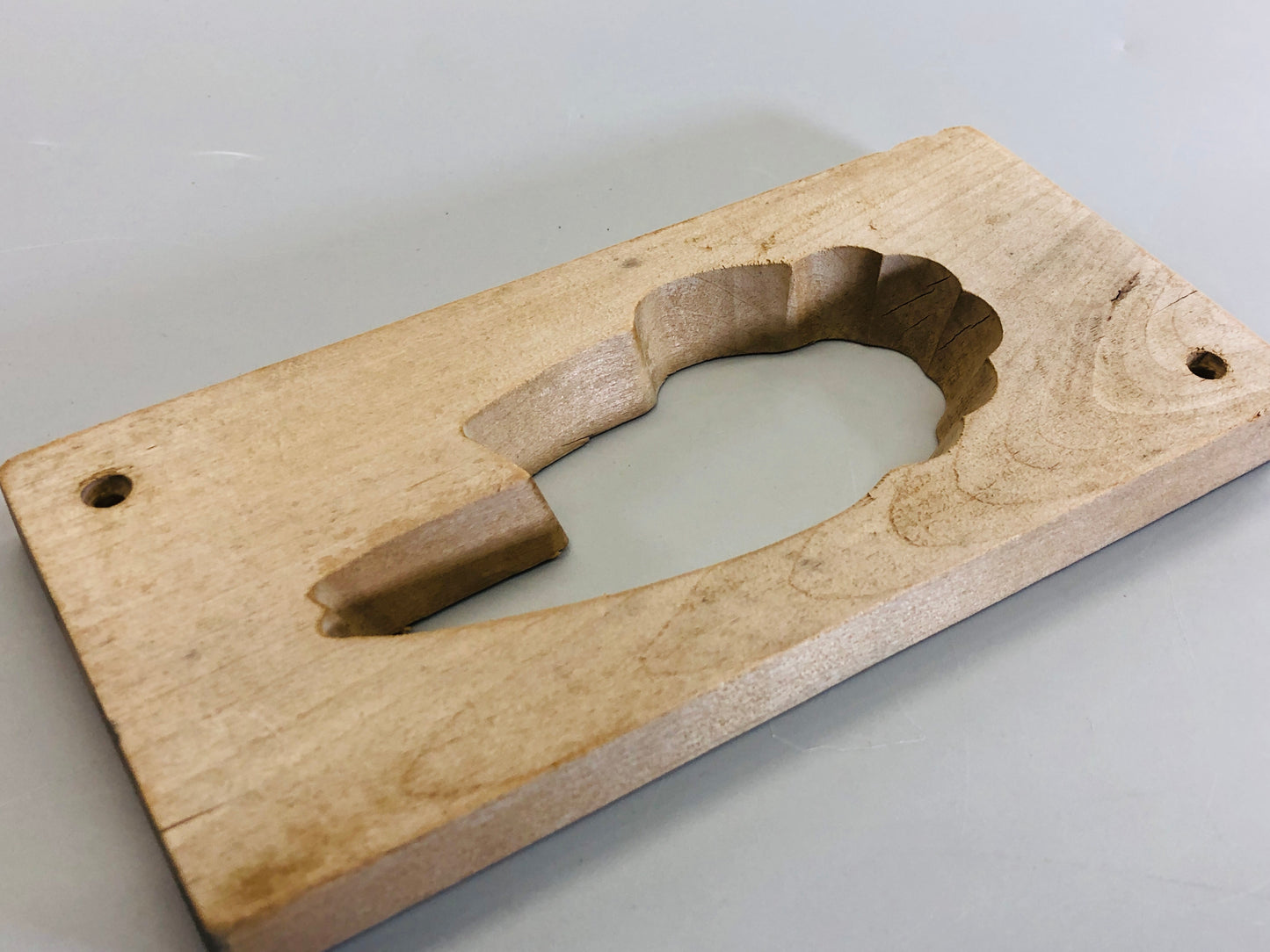 Y5344 KASHIGATA Shrimp wood carving Japan antique Wooden Pastry Mold wagashi