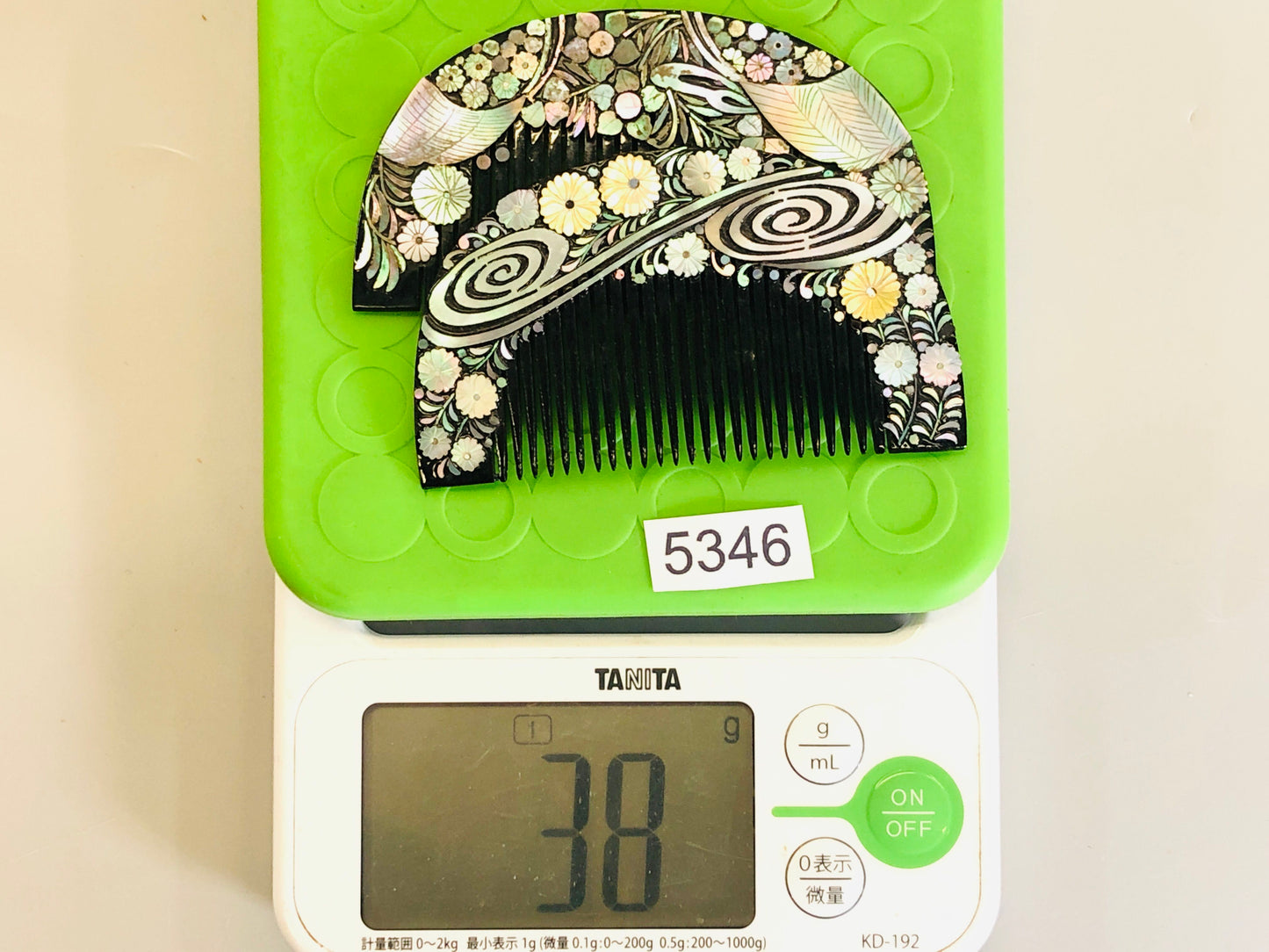 Y5346 KOUGAI 2 Combs mother-of-pearl work hair dressing Japan kimono accessory