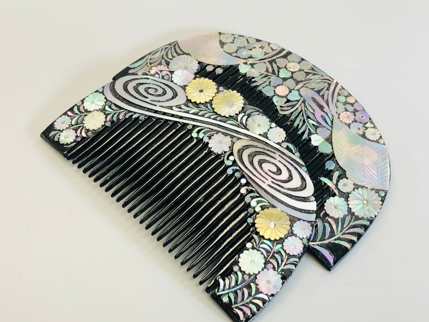 Y5346 KOUGAI 2 Combs mother-of-pearl work hair dressing Japan kimono accessory