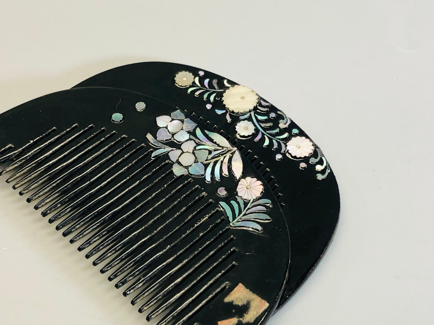 Y5346 KOUGAI 2 Combs mother-of-pearl work hair dressing Japan kimono accessory