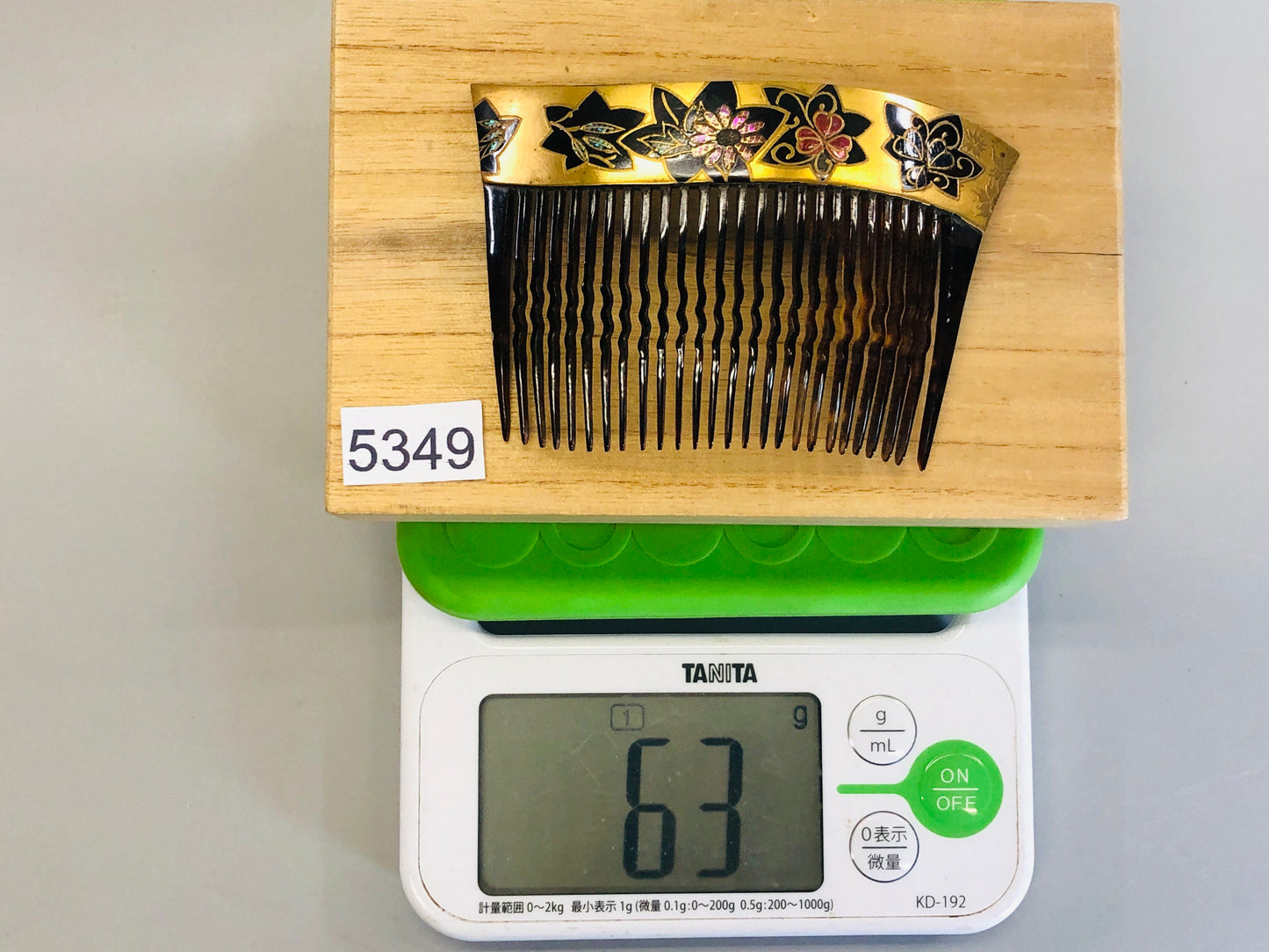 Y5349 KOUGAI Makie Comb signed box hair dressing tools Japan kimono accessory