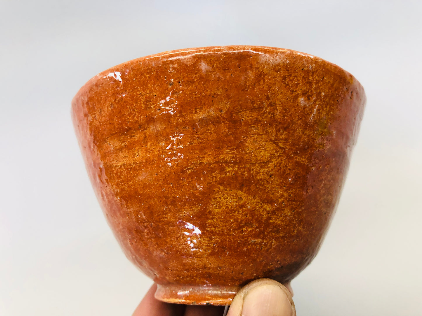 Y5393 CHAWAN Raku-ware red signed tube Japan antique tea ceremony pottery