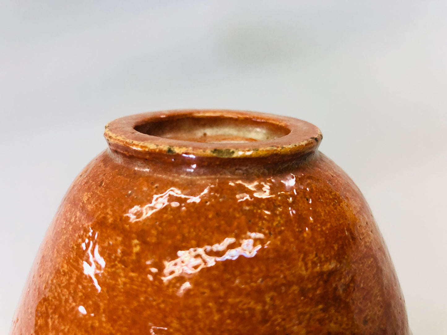 Y5393 CHAWAN Raku-ware red signed tube Japan antique tea ceremony pottery