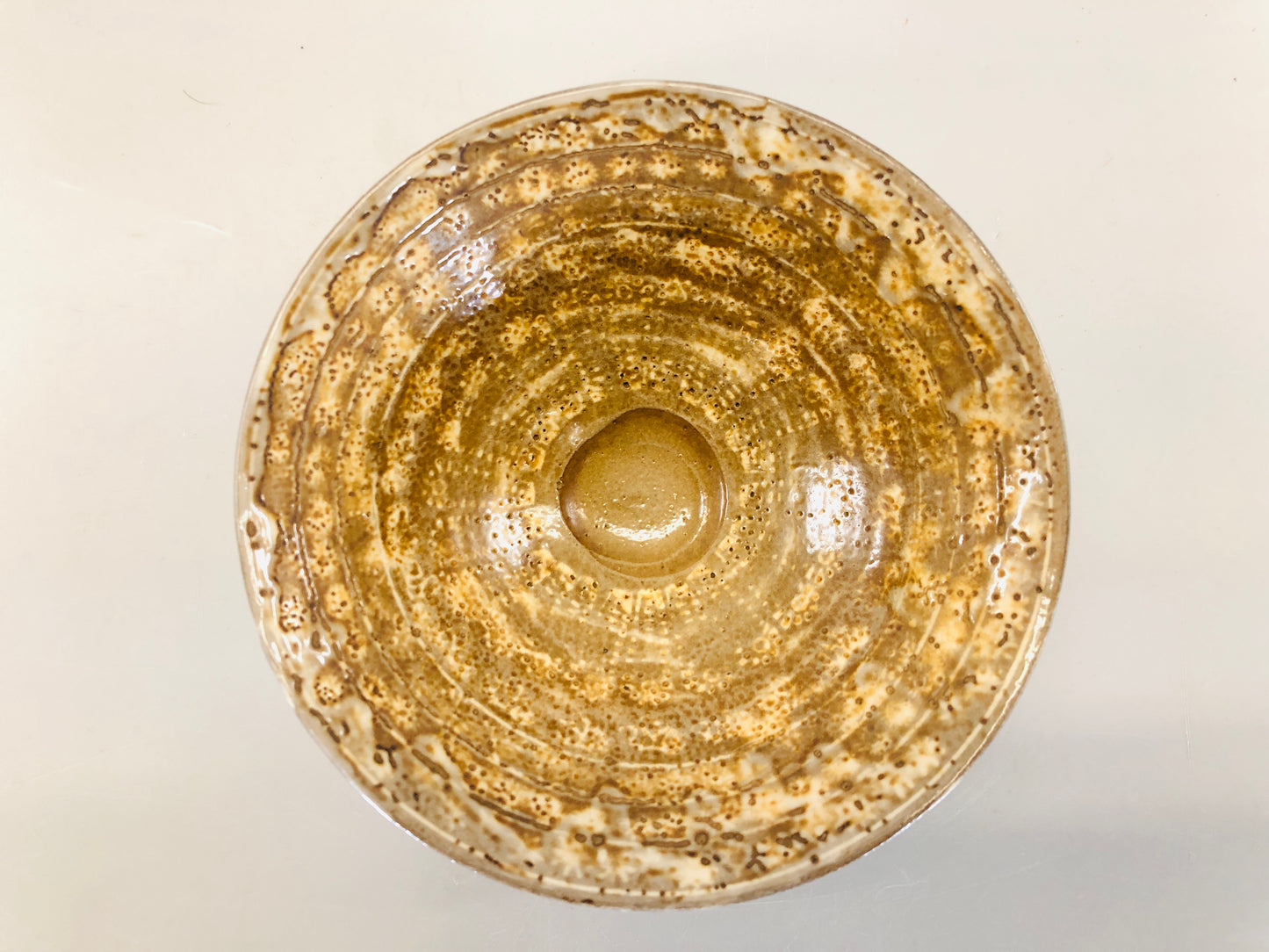 Y5399 CHAWAN Tsurumai-ware flat signed Japan antique tea ceremony pottery bowl